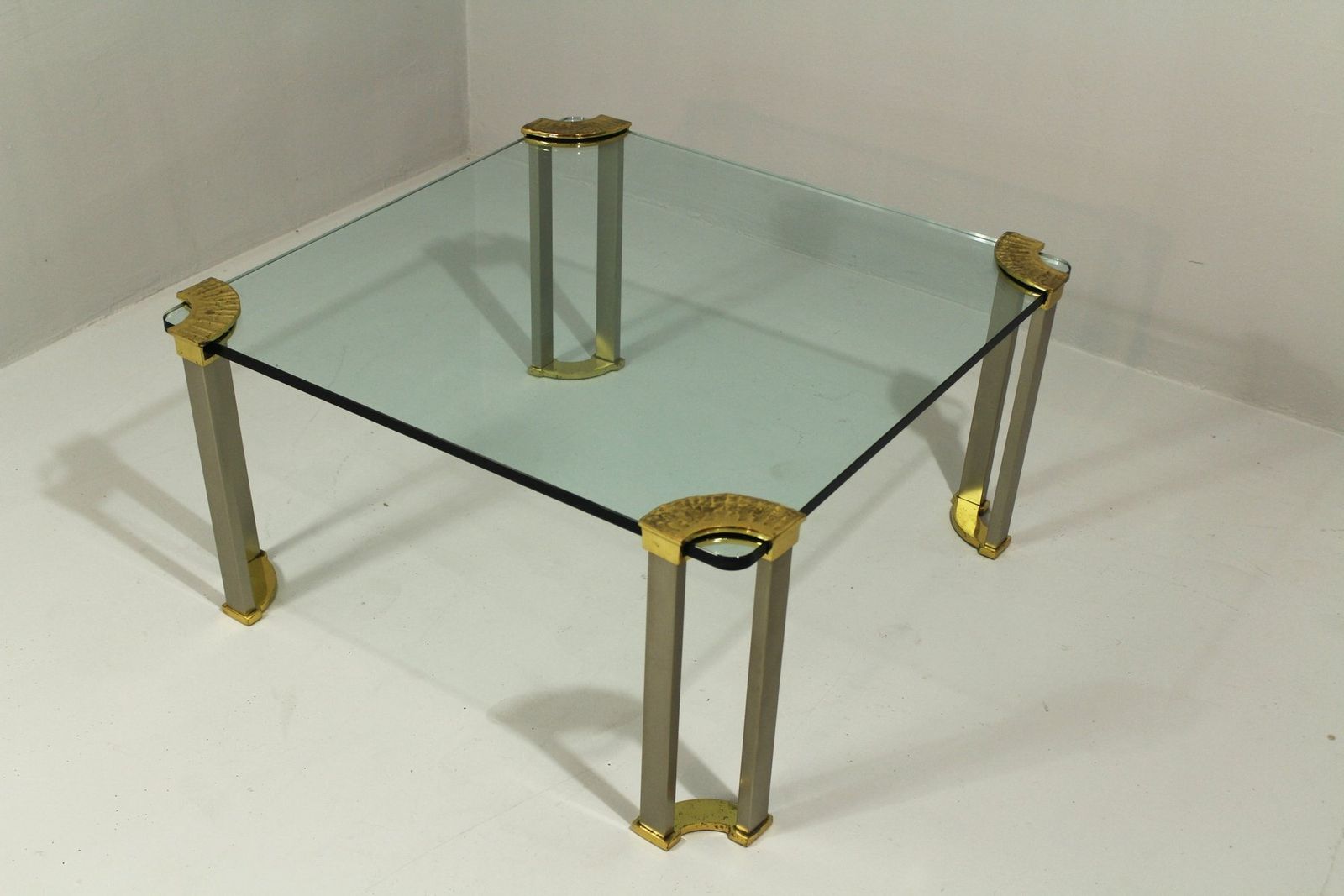 Large Coffee Table In Bronze, Glass And Steel From Peter Ghyczy, 1970s