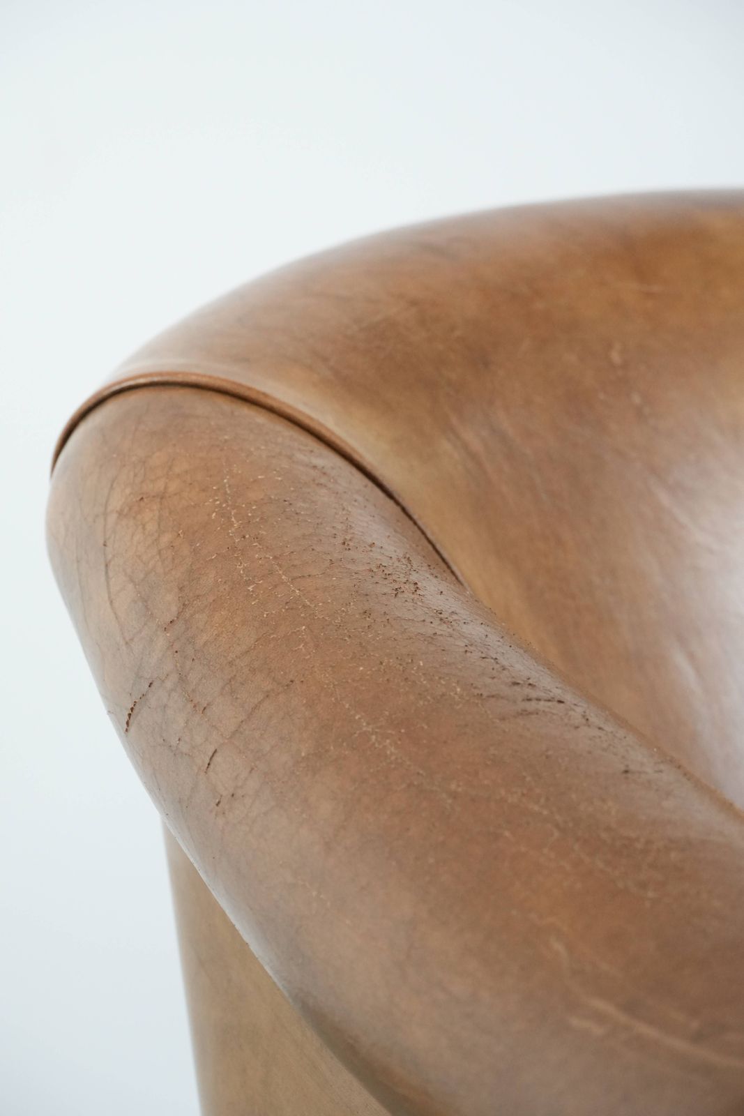 Furniture Characterful Club Armchair Made Of Sheepskin With Beautiful Light Cognac Colors photo
