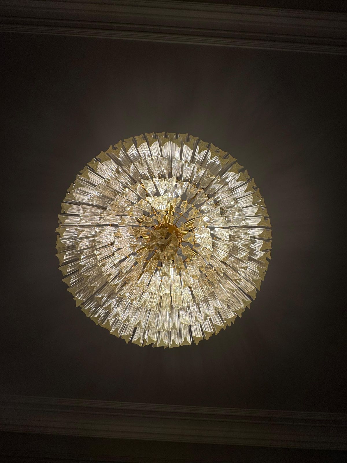 Murano Glass Chandelier With Clear Triedo Glass Italian Pure Art photo vintage