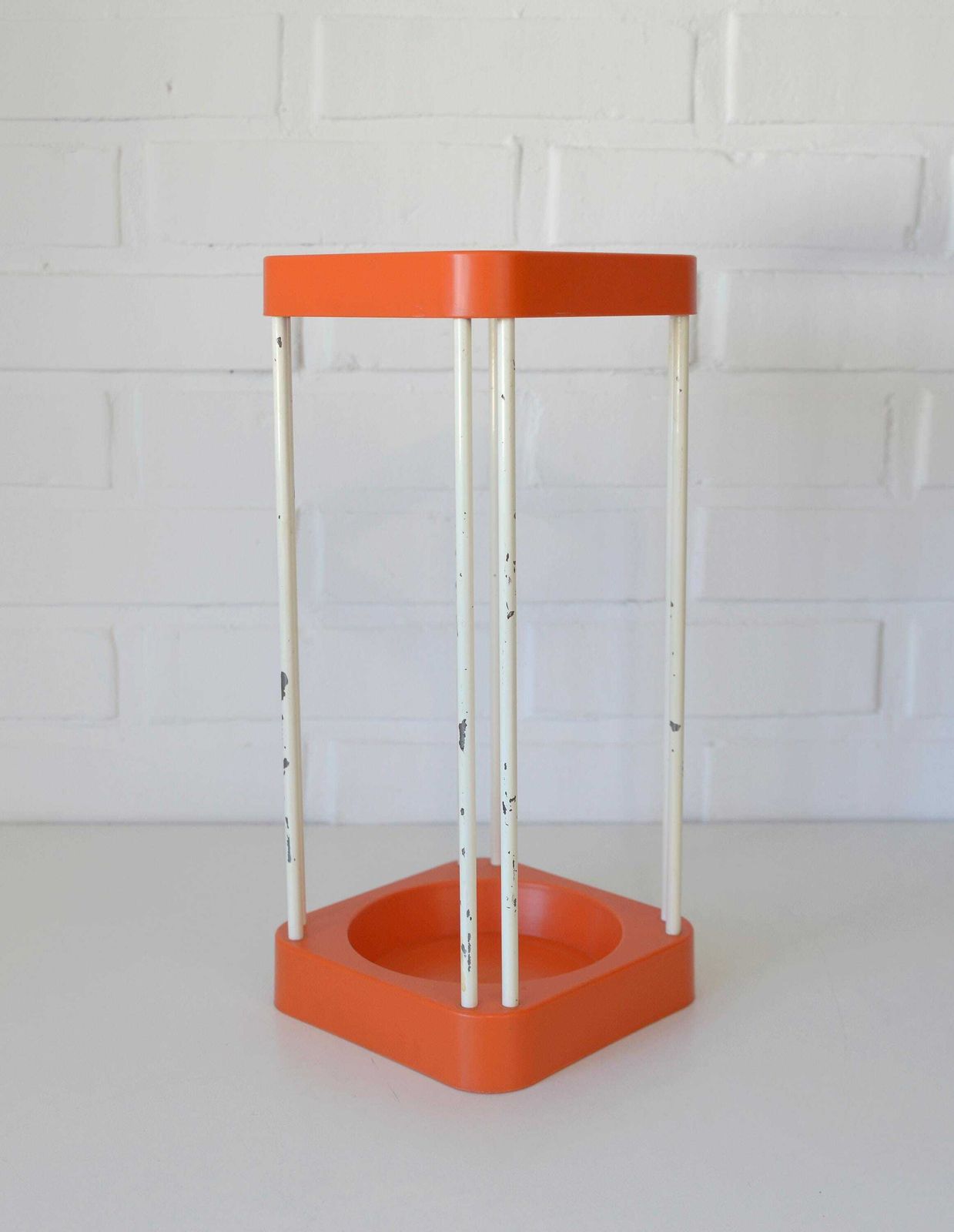 Vintage Umbrella Stand / Mid Century Modern / Retro Orange Holder / Space Age From 1970's photo for sale
