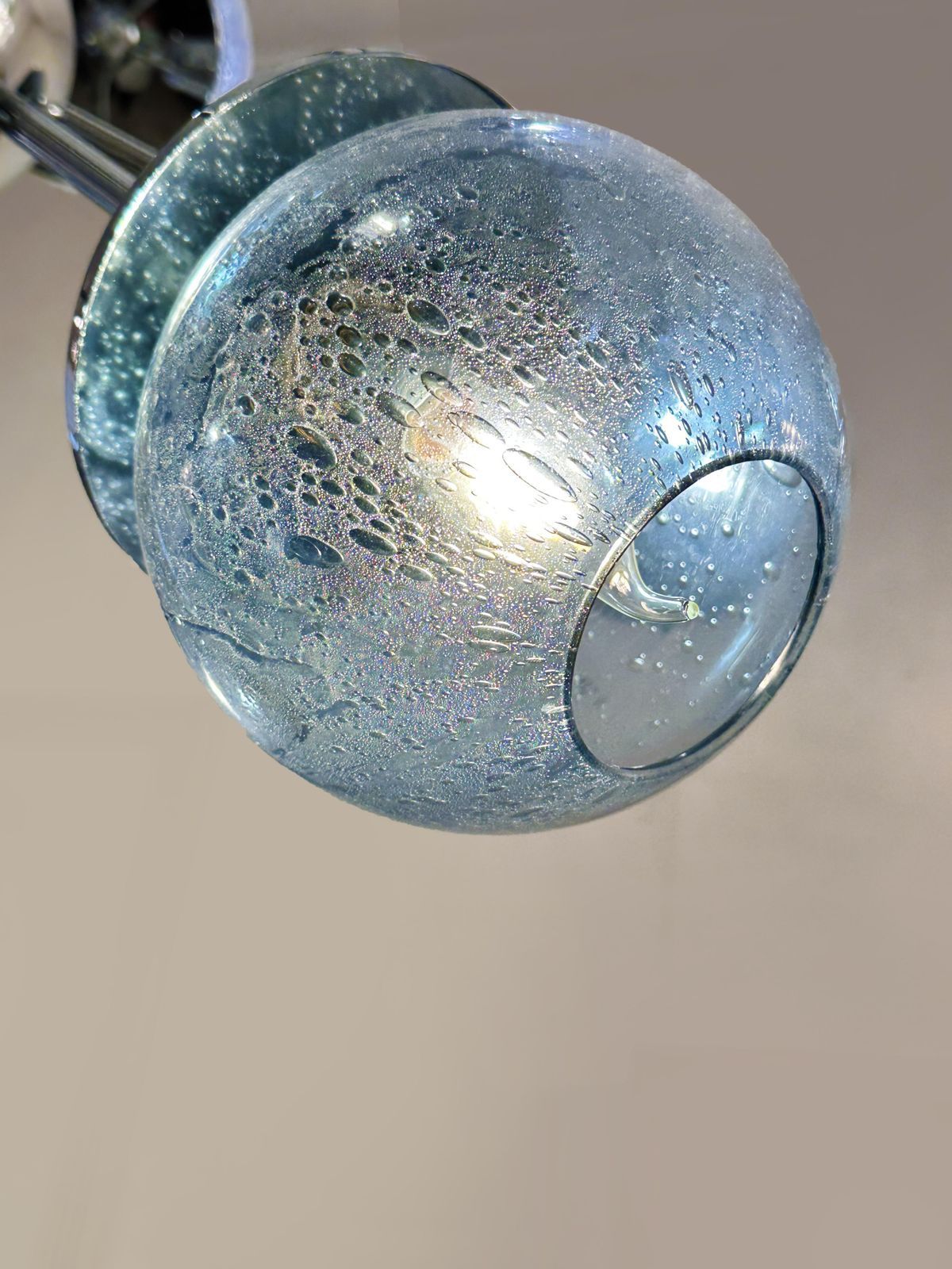 Mid Century Modern Sputnik "Pulegoso" Blue Murano Glass Chandelier photo 6272.0