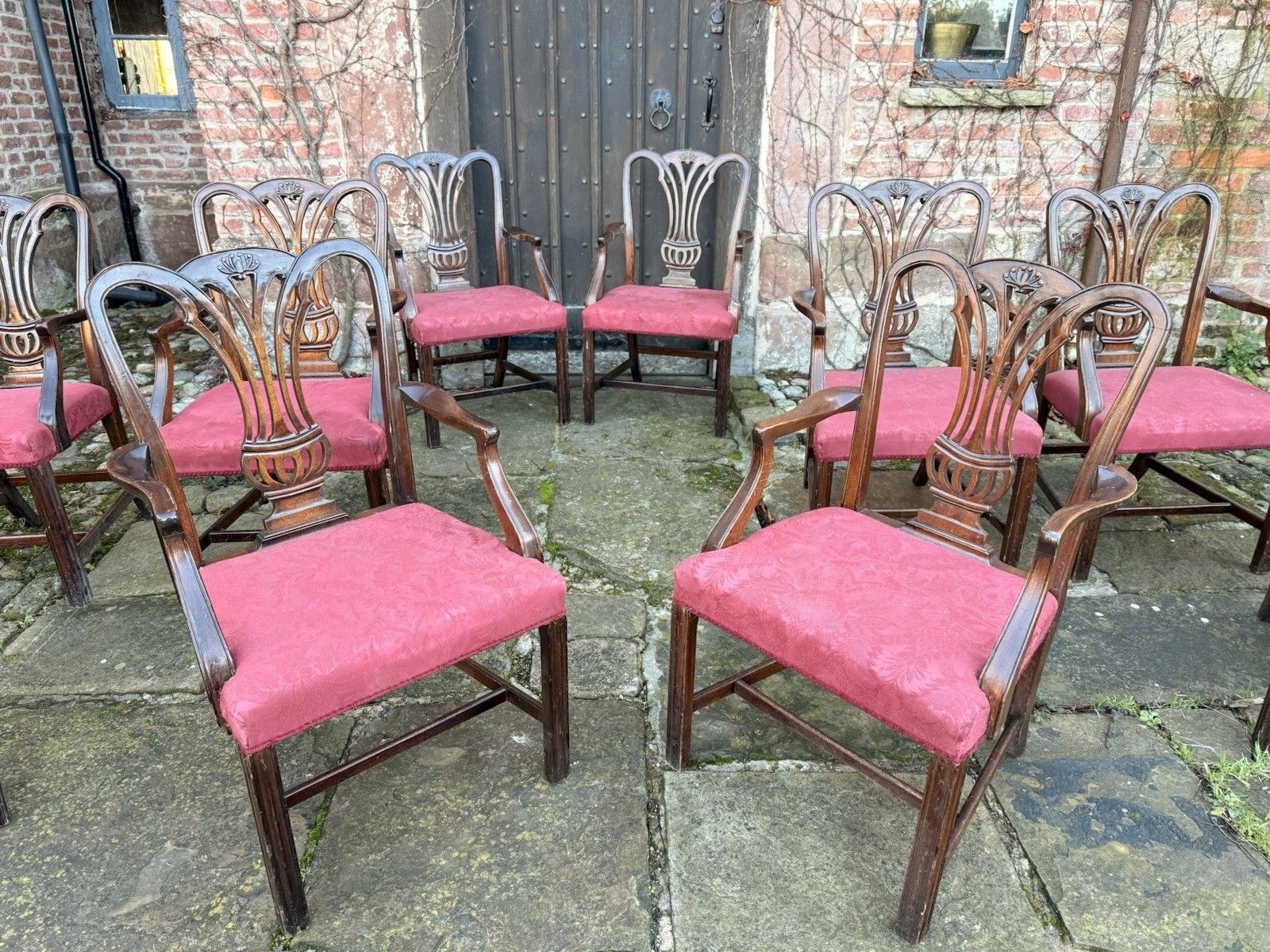 Chippendale Vintage Chairs Elbow Armchairs Diner Chairs X 12 Restoration 20th C photo vintage