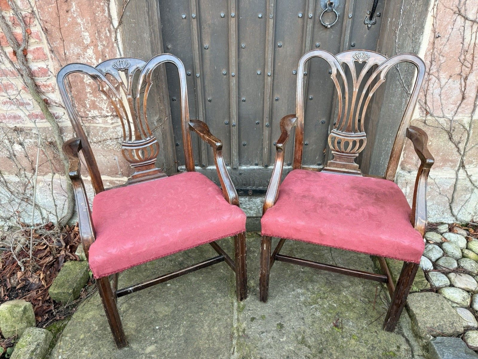 Furniture Chippendale Vintage Chairs Elbow Armchairs Diner Chairs X 12 Restoration 20th C photo