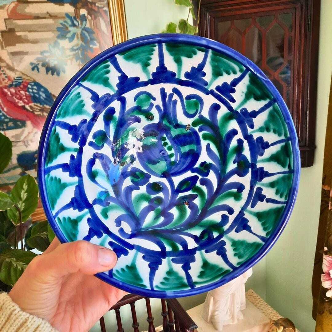 Spanish Pottery Hand Painted Wall Plate Or Bowl Lebrillo Made In Granada Spain Can Be Hanged photo Art