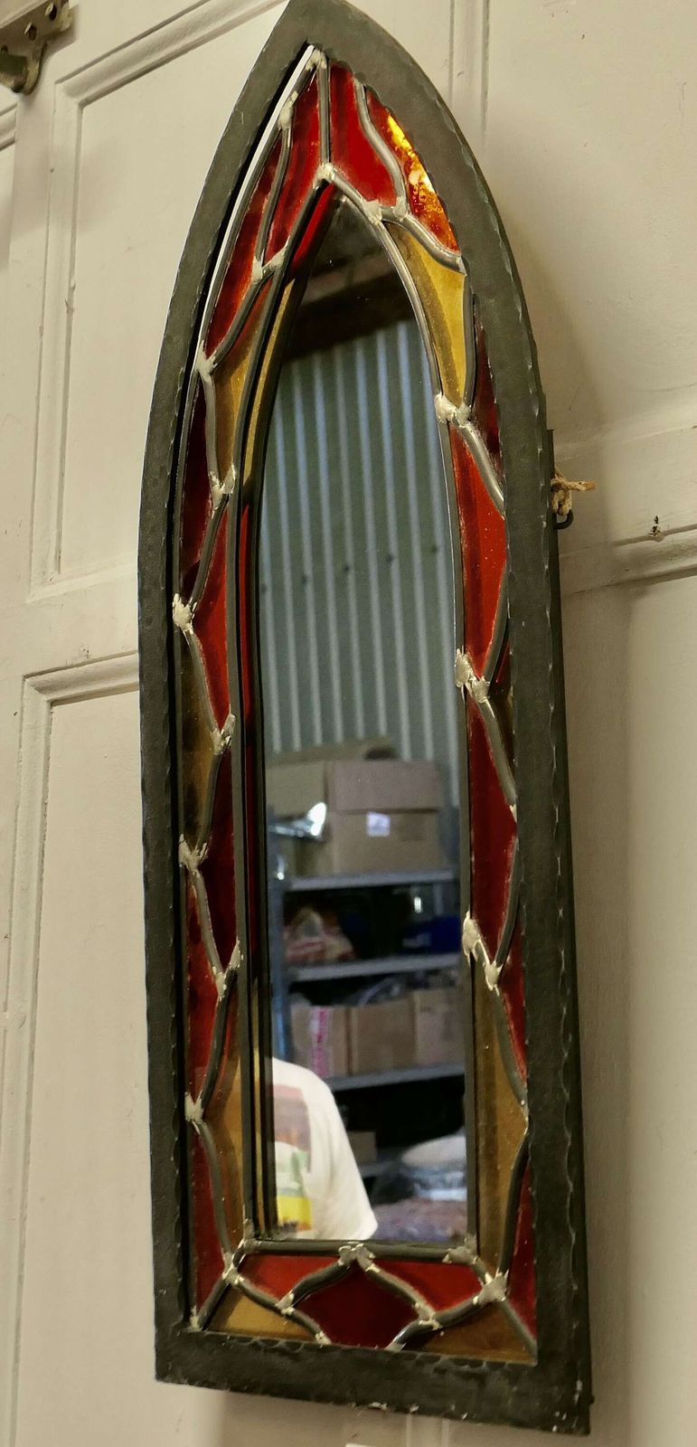 Arts And Crafts Gothic Stained Glass Window Mirror A Lovely Piece photo for sale