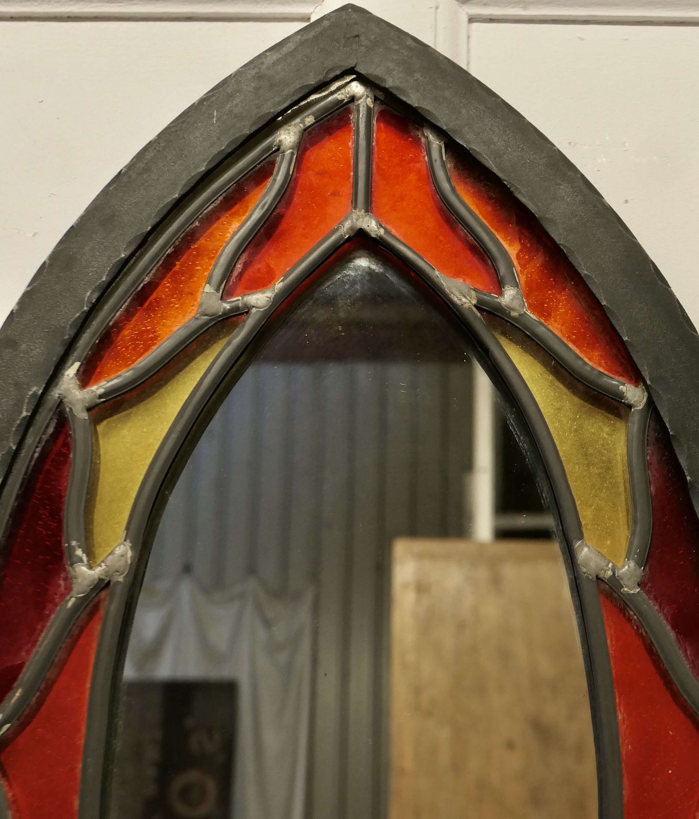 Arts And Crafts Gothic Stained Glass Window Mirror A Lovely Piece photo 720.0