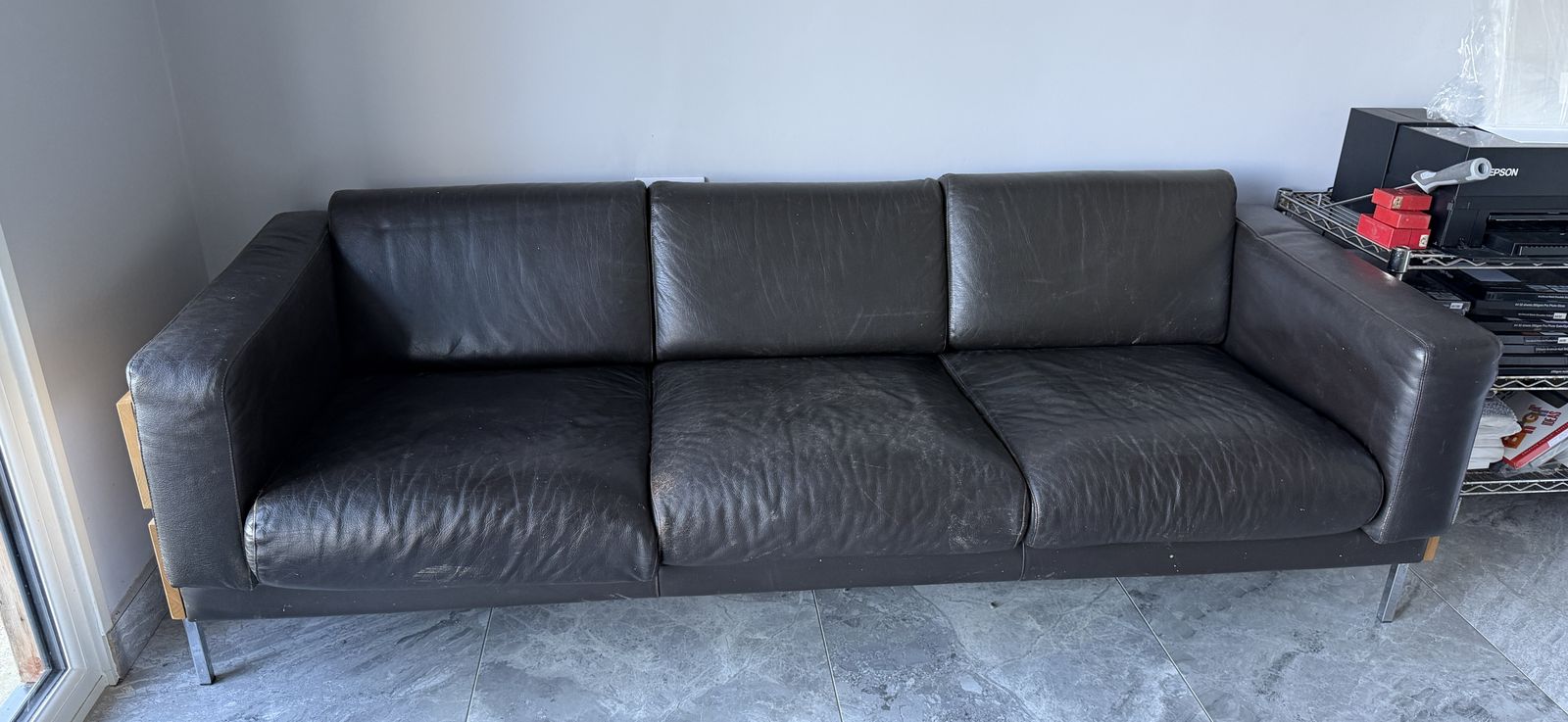Vintage Habitat Robin Day Forum 3 Seater Sofa In Tobacco Brown Leather photo furniture
