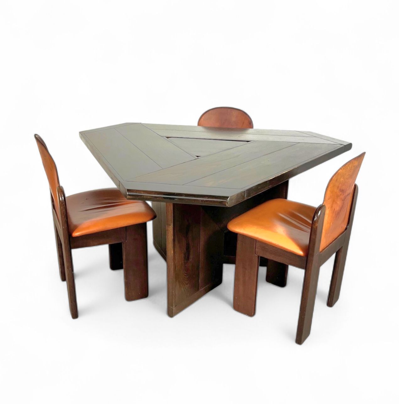 Mid Century Dining Table And 3 X Chairs By Silvio Coppola For Fratelli Montina Italy / 1970s