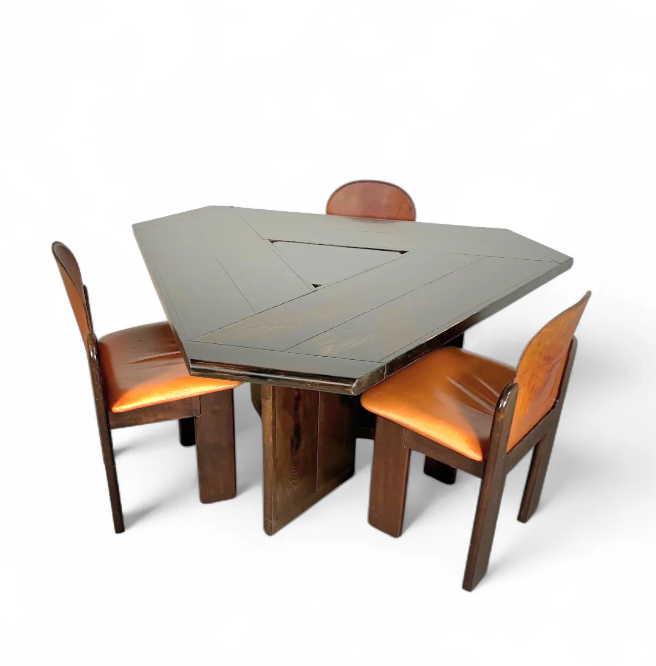 photo vinterior Mid Century Dining Table And 3 X Chairs By Silvio Coppola For Fratelli Montina Italy / 1970s