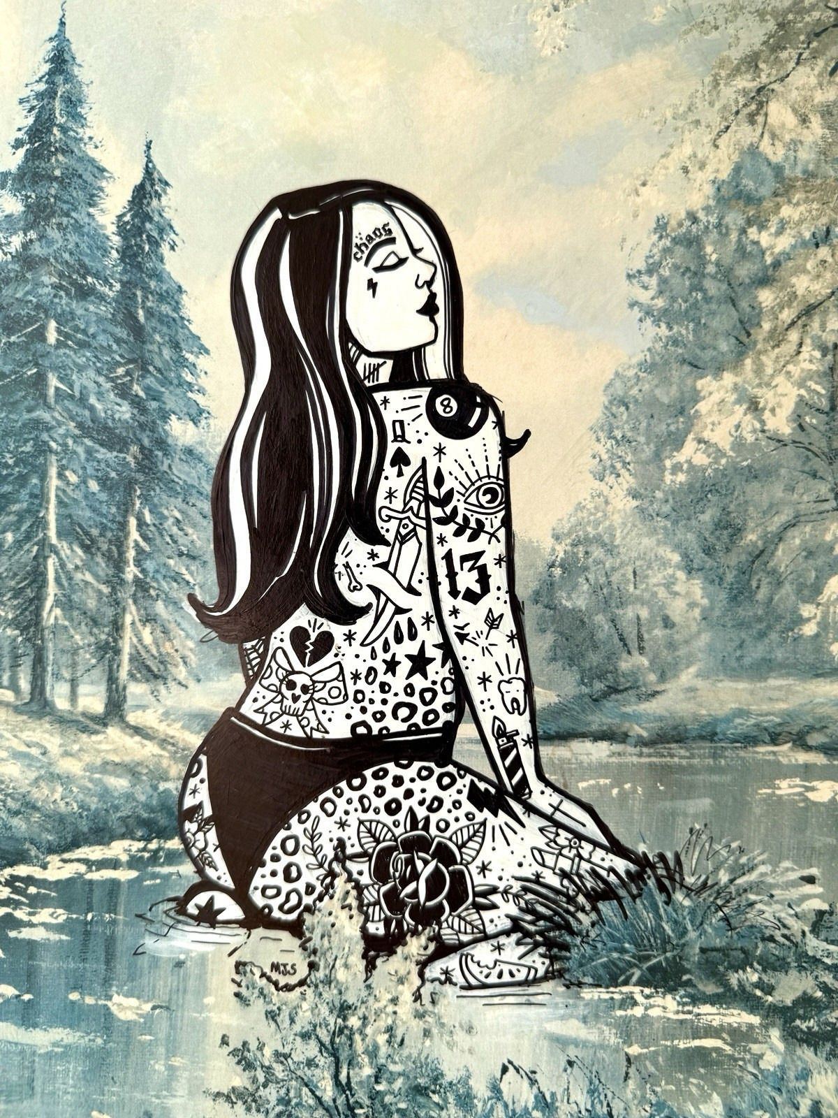 Upcycled Art Picture By Miss Doodle 1977 "Some Peace And F*Cking Quiet" photo vinterior