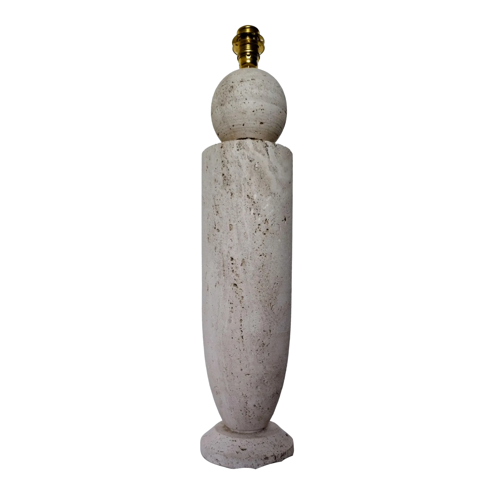 1980s Italian Travertine Table Side Lamp Sculptural Stone Obelisk Mid Century Modern