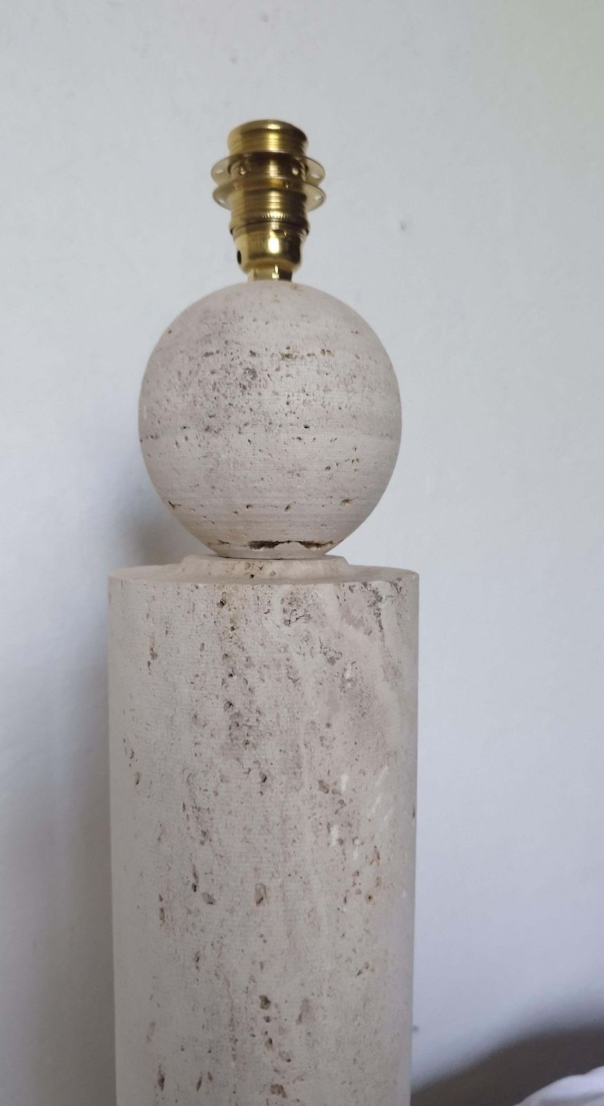 1980s Italian Travertine Table Side Lamp Sculptural Stone Obelisk Mid Century Modern photo 1073.0