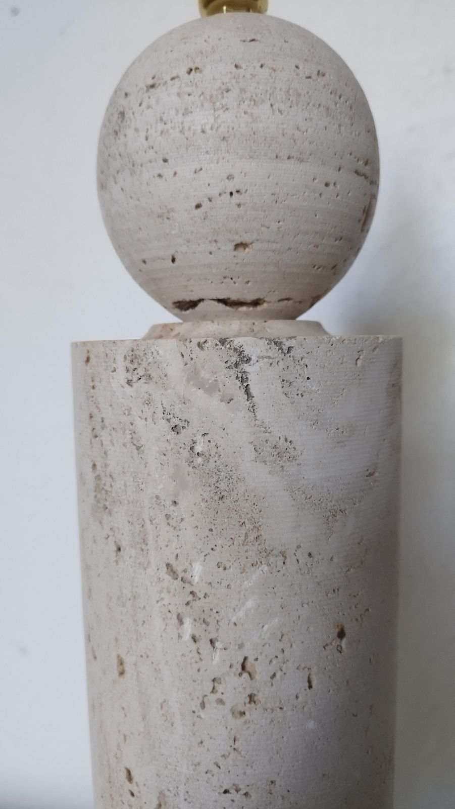 Lighting 1980s Italian Travertine Table Side Lamp Sculptural Stone Obelisk Mid Century Modern photo
