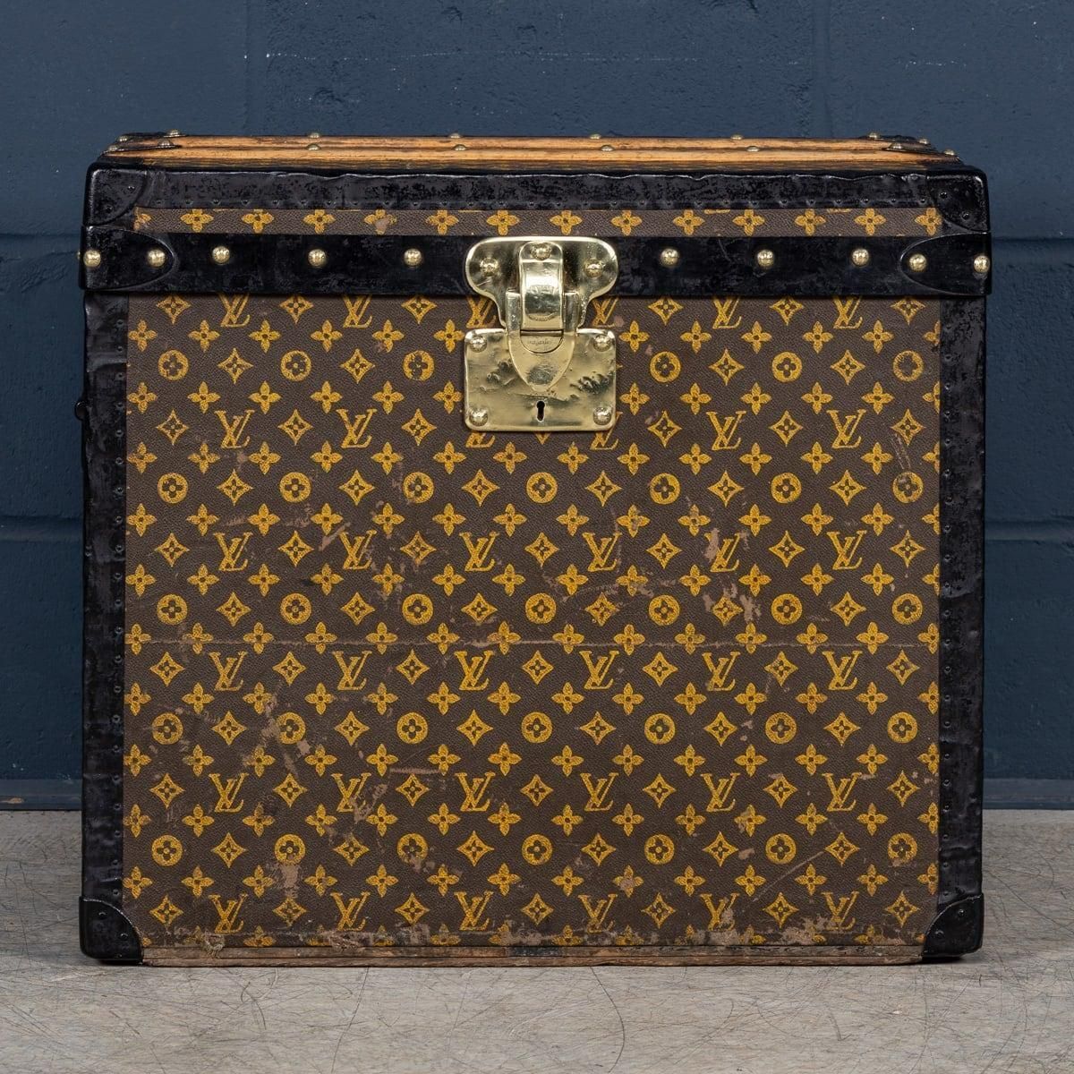 Antique 20th Century Louis Vuitton Trunk In Monogram Canvas, France C.1920 photo for sale