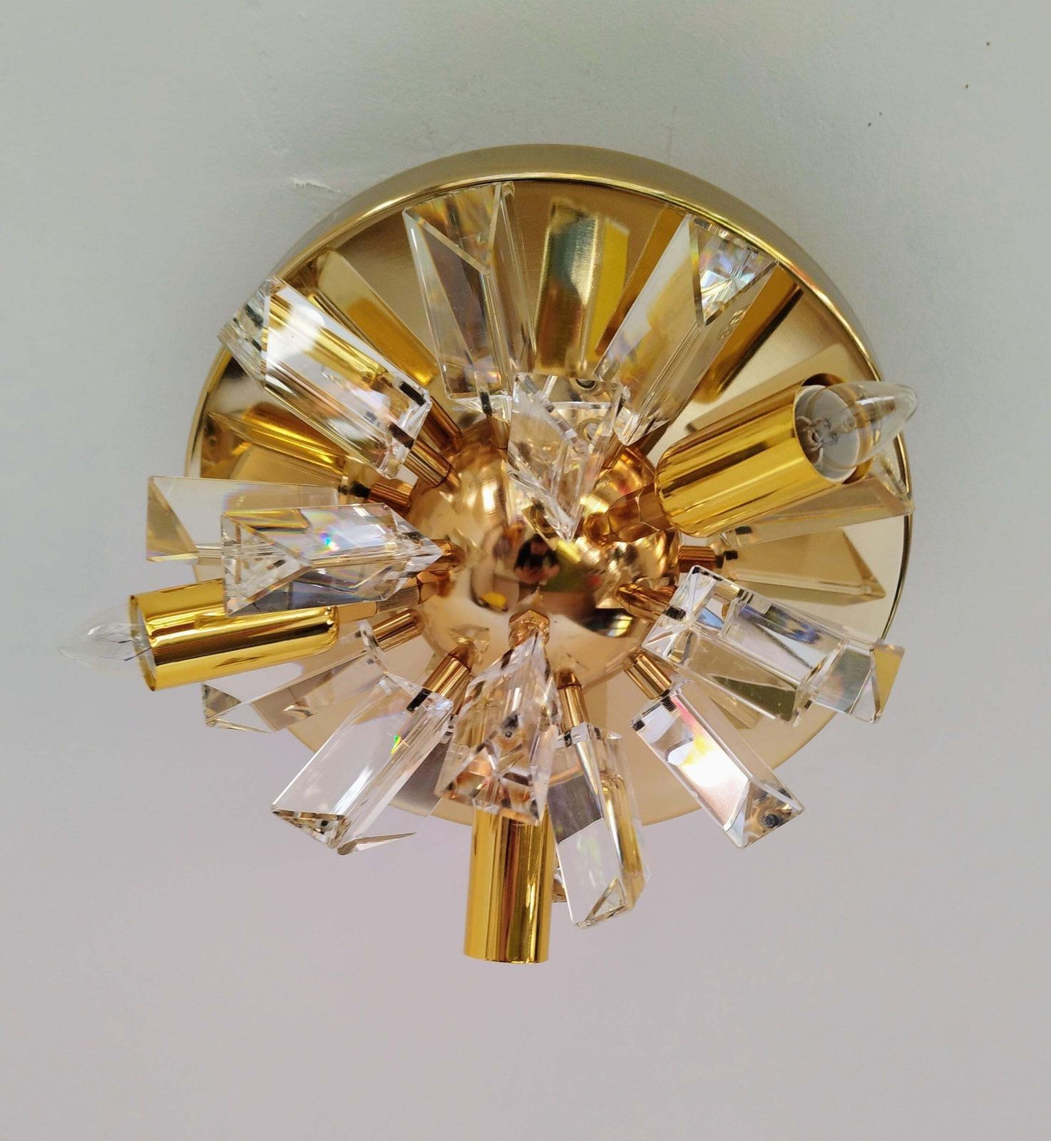 photo furniture Italian Crystal Rainbow Prism Flush Mount Mid Century Starburst Light