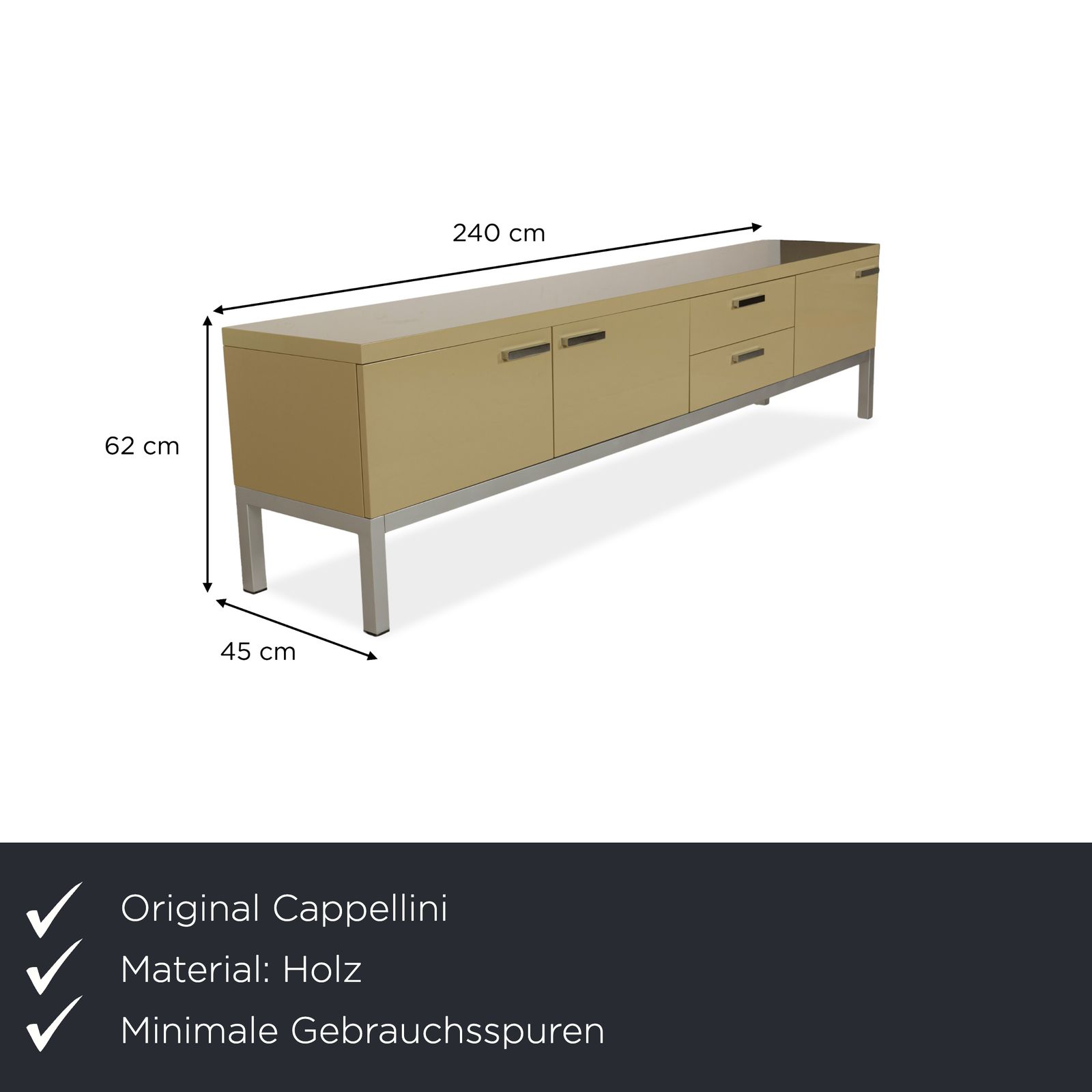 Cappellini Wooden High Gloss Sideboard Cream Yellow Drawers photo furniture