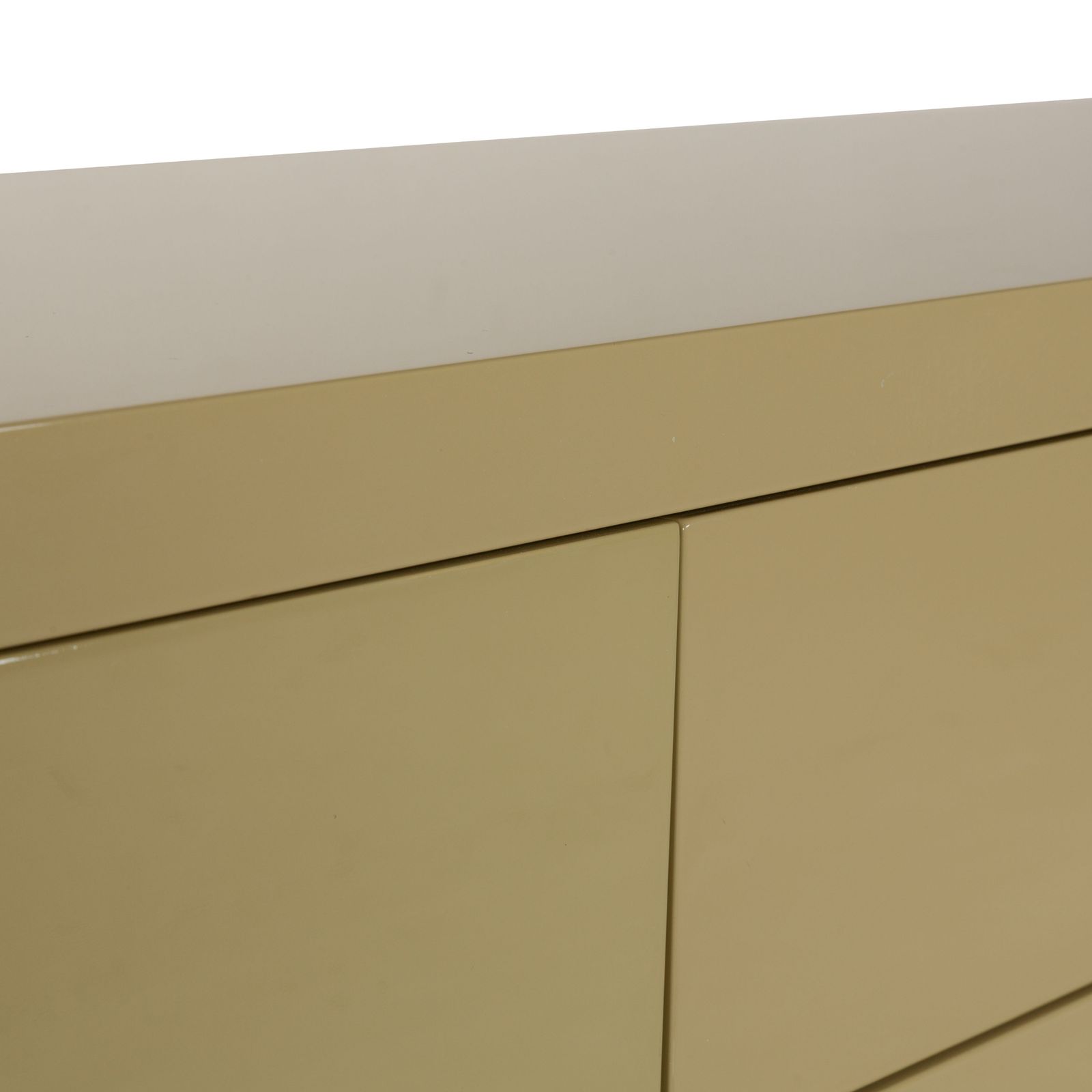 Buffet Cappellini en bois laqué brillant, crème et jaune, avec tiroirs photo vinterior