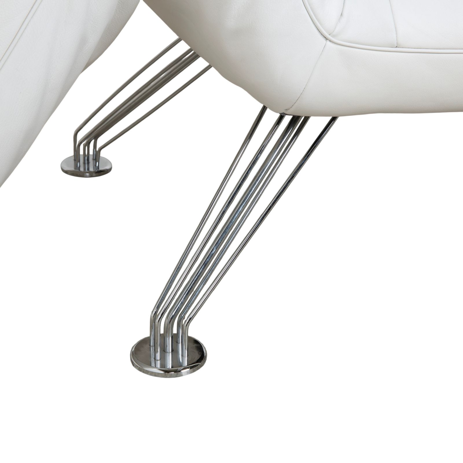 Mobilier De Sede DS 142 Wing, fauteuil en cuir blanc, pieds chromés, fonction manuelle photo