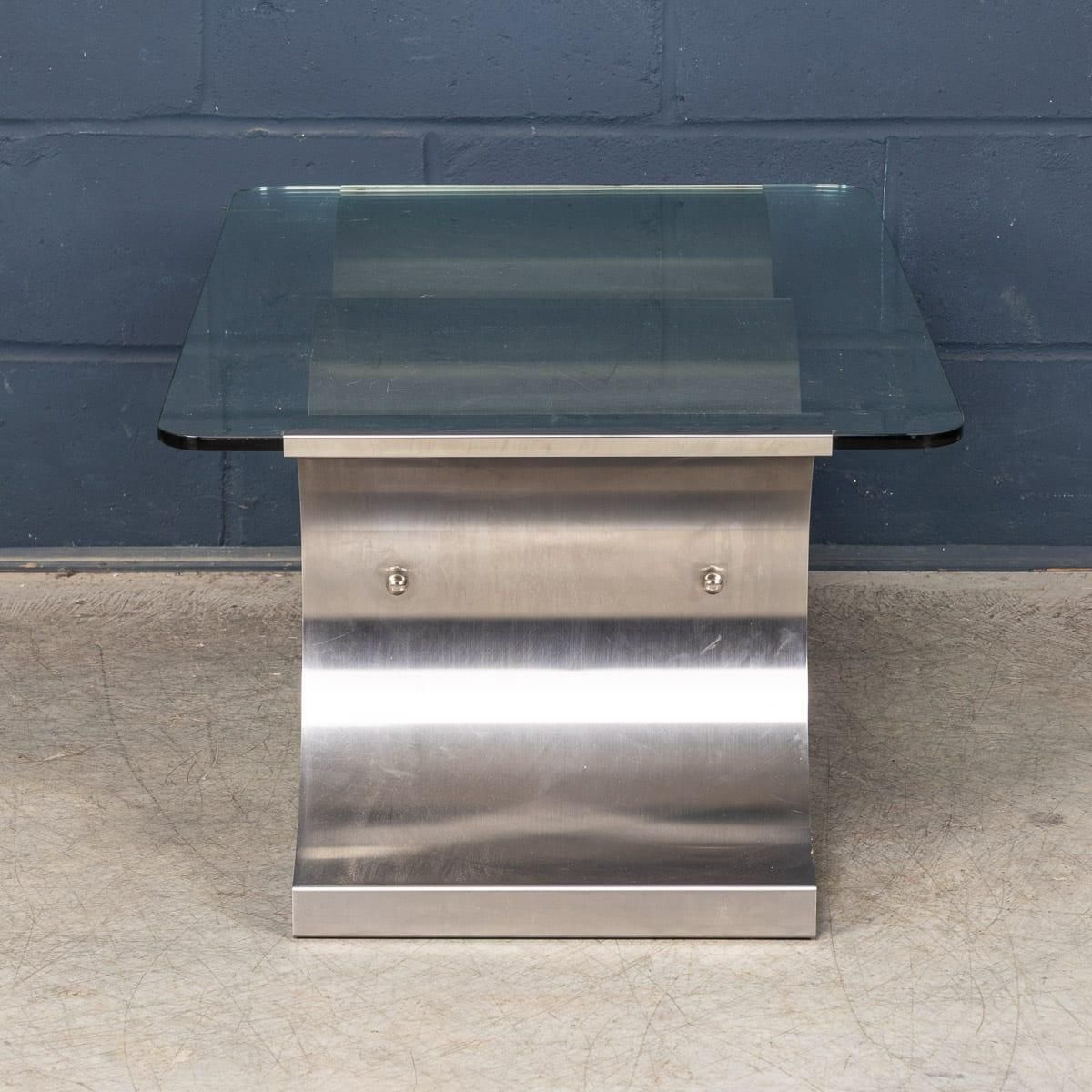 20thc French Brushed Steel & Glass Coffee Table By François Monnet For Kappa photo buy
