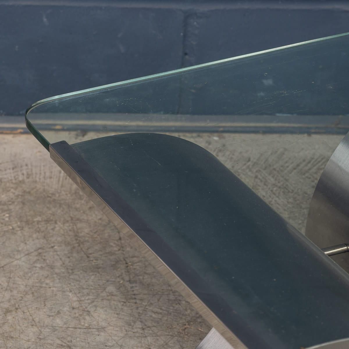 20thc French Brushed Steel & Glass Coffee Table By François Monnet For Kappa photo vintage