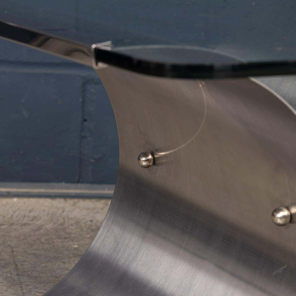 2200.0 20thc French Brushed Steel & Glass Coffee Table By François Monnet For Kappa photo