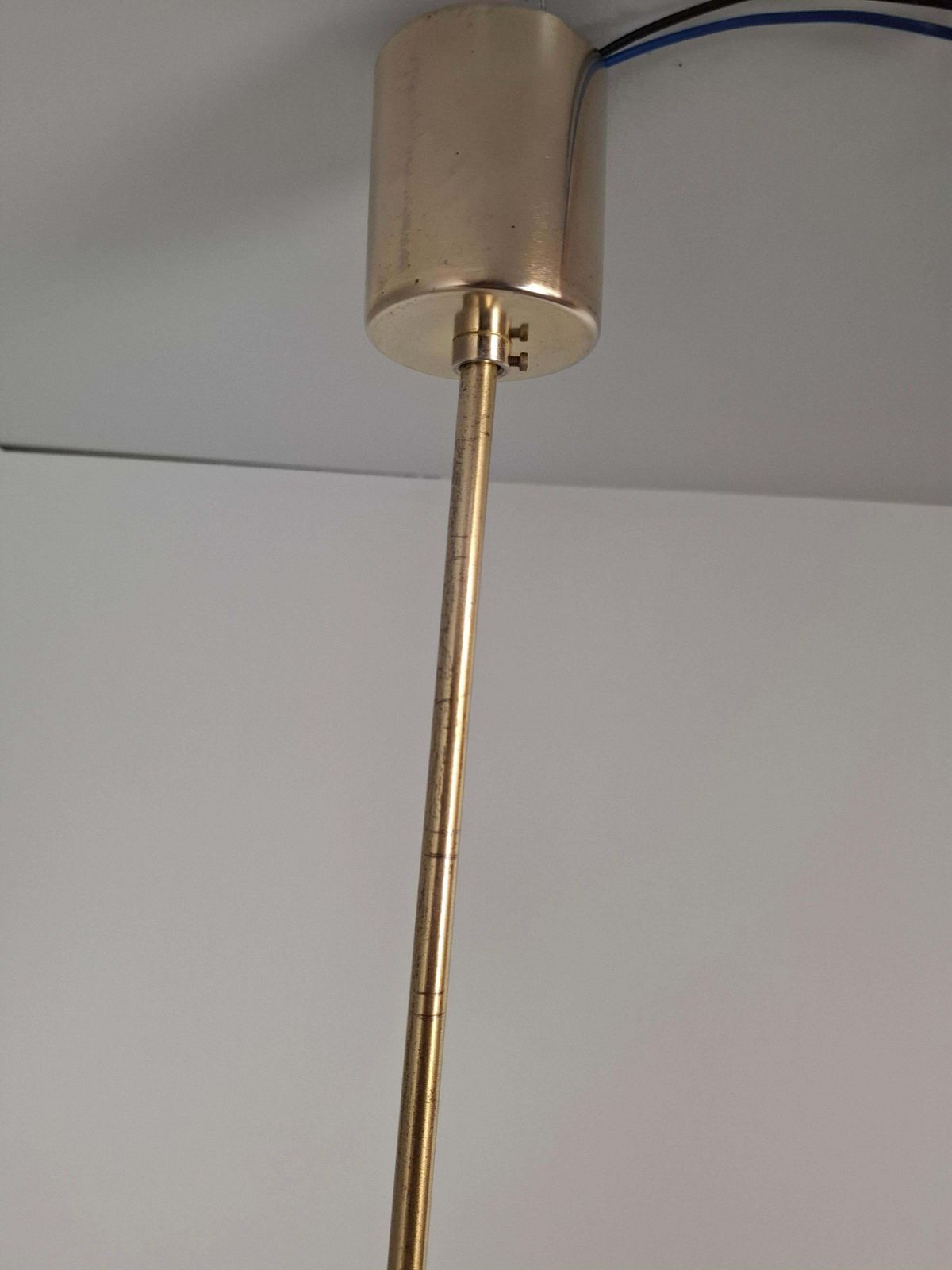 photo furniture Czechoslovak Midcentury Modern Pendant Lamp In Textured Glass And Brass, 1970s