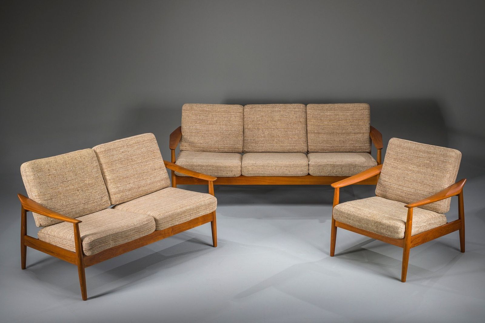 Danish Modern Seating Set In Teak By Arne Vodder For France & Søn, 1960s, Set Of 3 photo Furniture