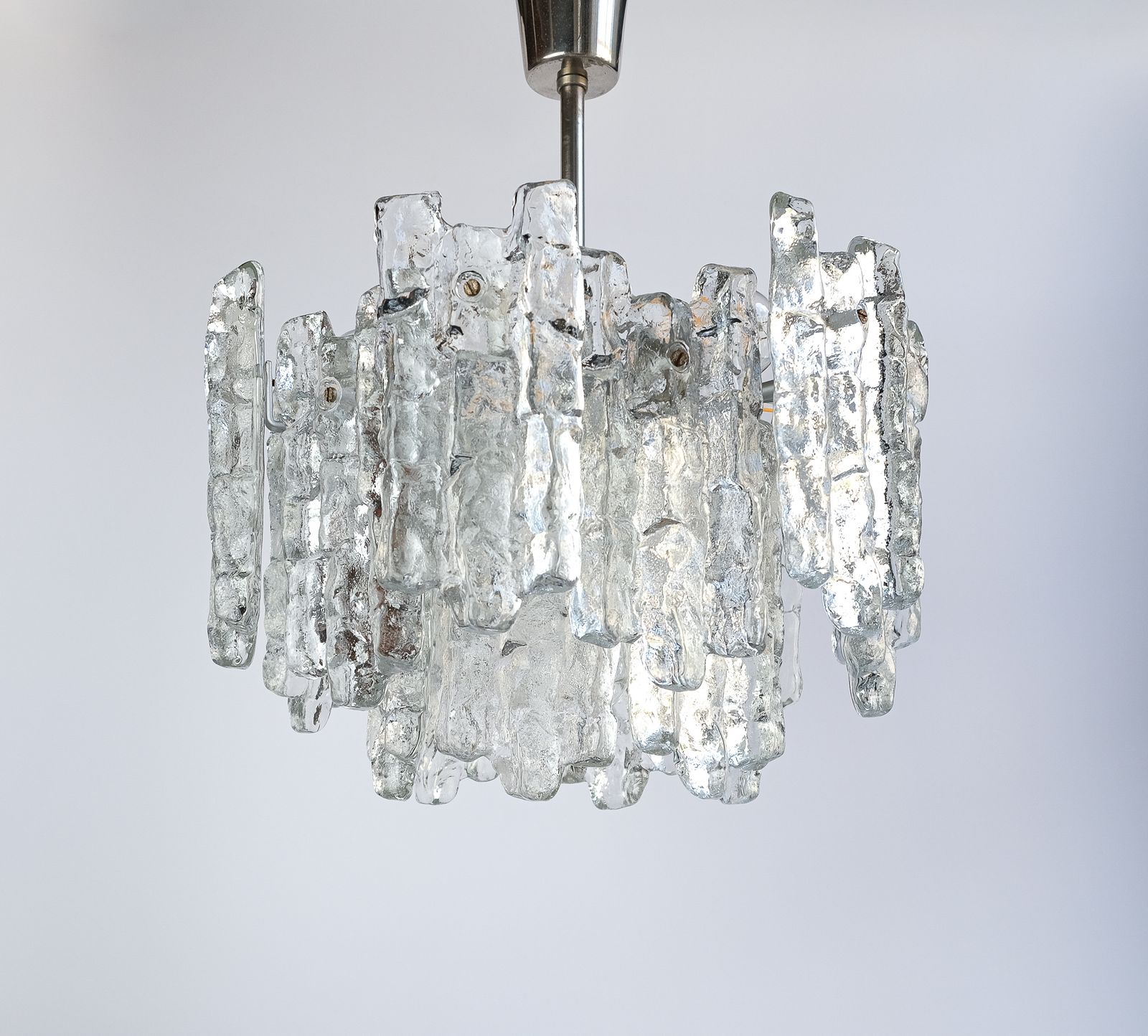 Mid Century Ice Glass Chandelier By J.T. Kalmar, Austria C.1970s photo 1250.0