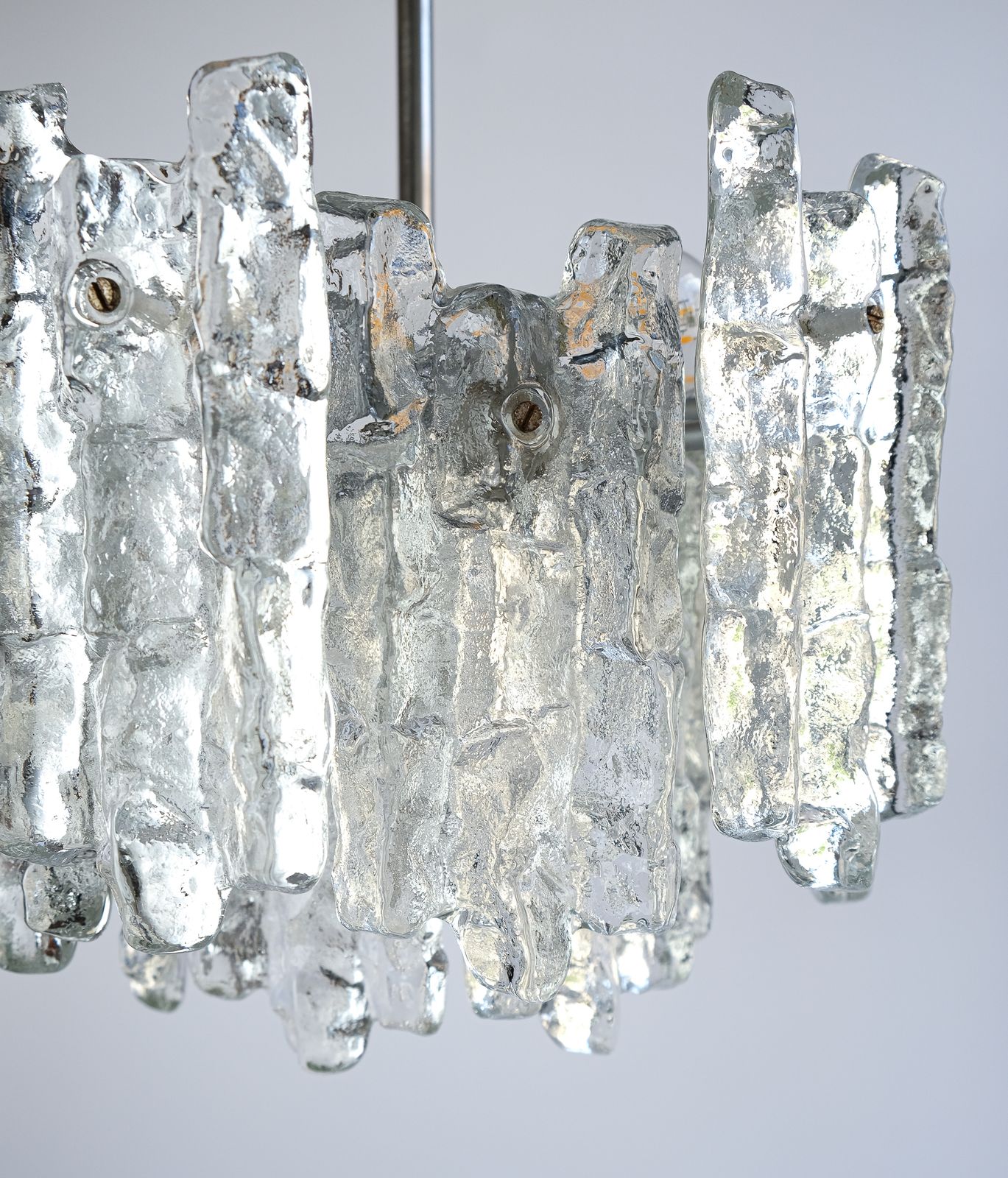 photo furniture Mid Century Ice Glass Chandelier By J.T. Kalmar, Austria C.1970s