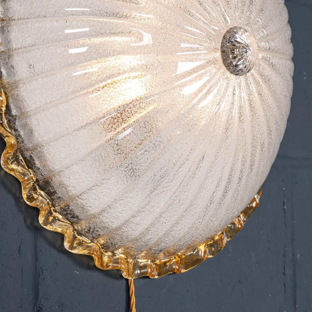 1730.0 Vintage 20thc Set Of Three Frosted Glass & Brass Wall Lights, Murano C.1980 photo