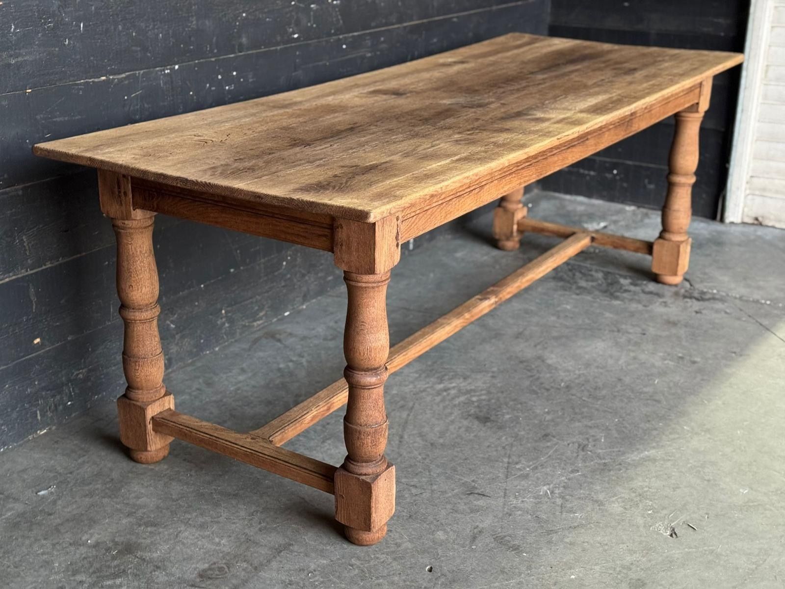 French Bleached Oak Farmhouse Dining Table photo 2295.0
