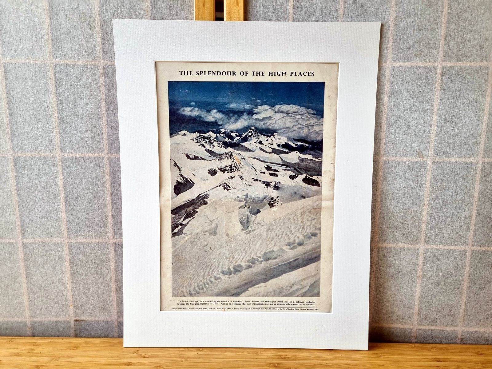 Vintage Everest Colour Page, The Splendour Of The High Places, 1953 Mountaineering Photograph, Himalayan Exploration Wall Art