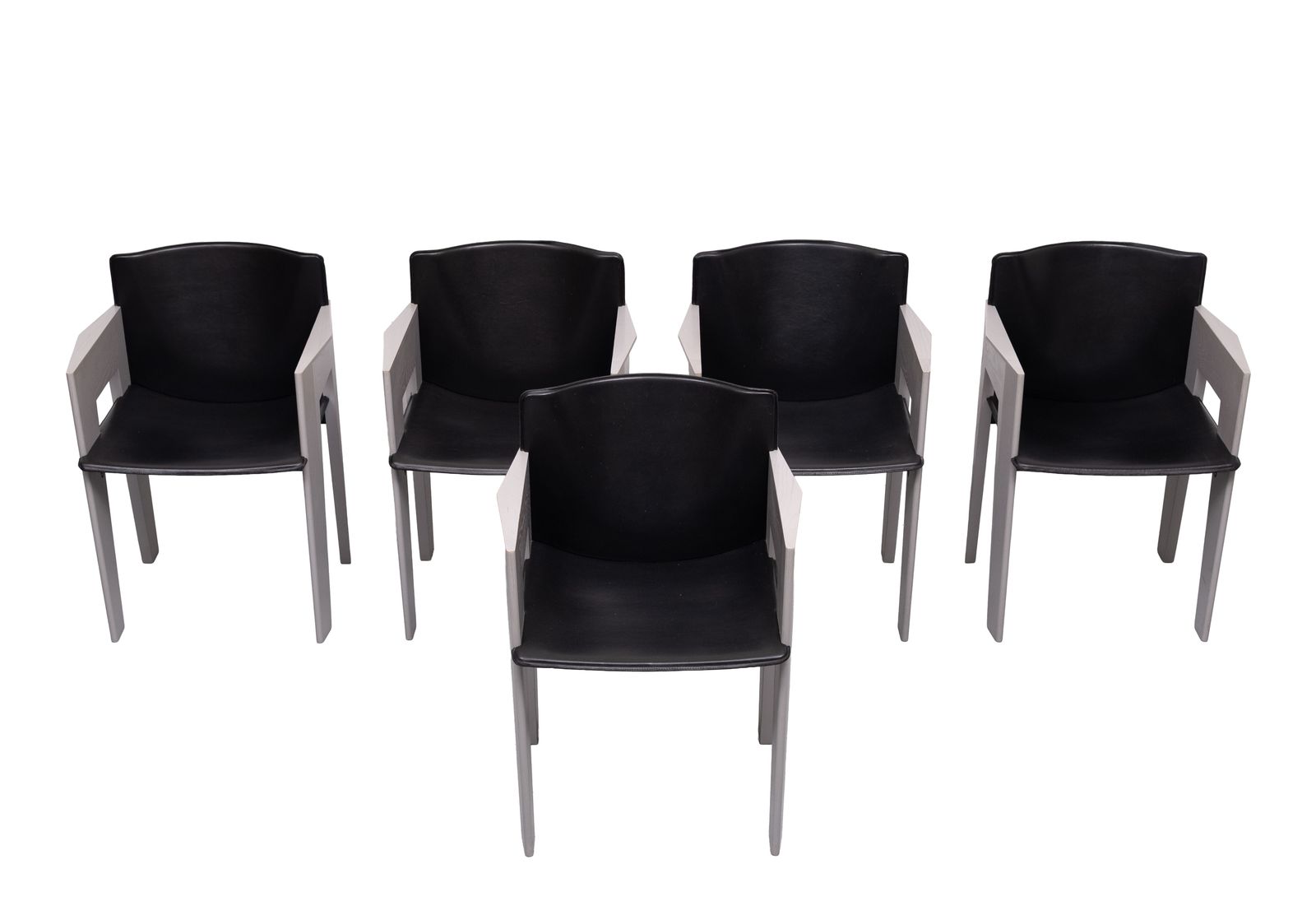 3200.0 Stunning Leather & Wood Dining Chairs By Arnold Merckx For Arco, C.1980 photo