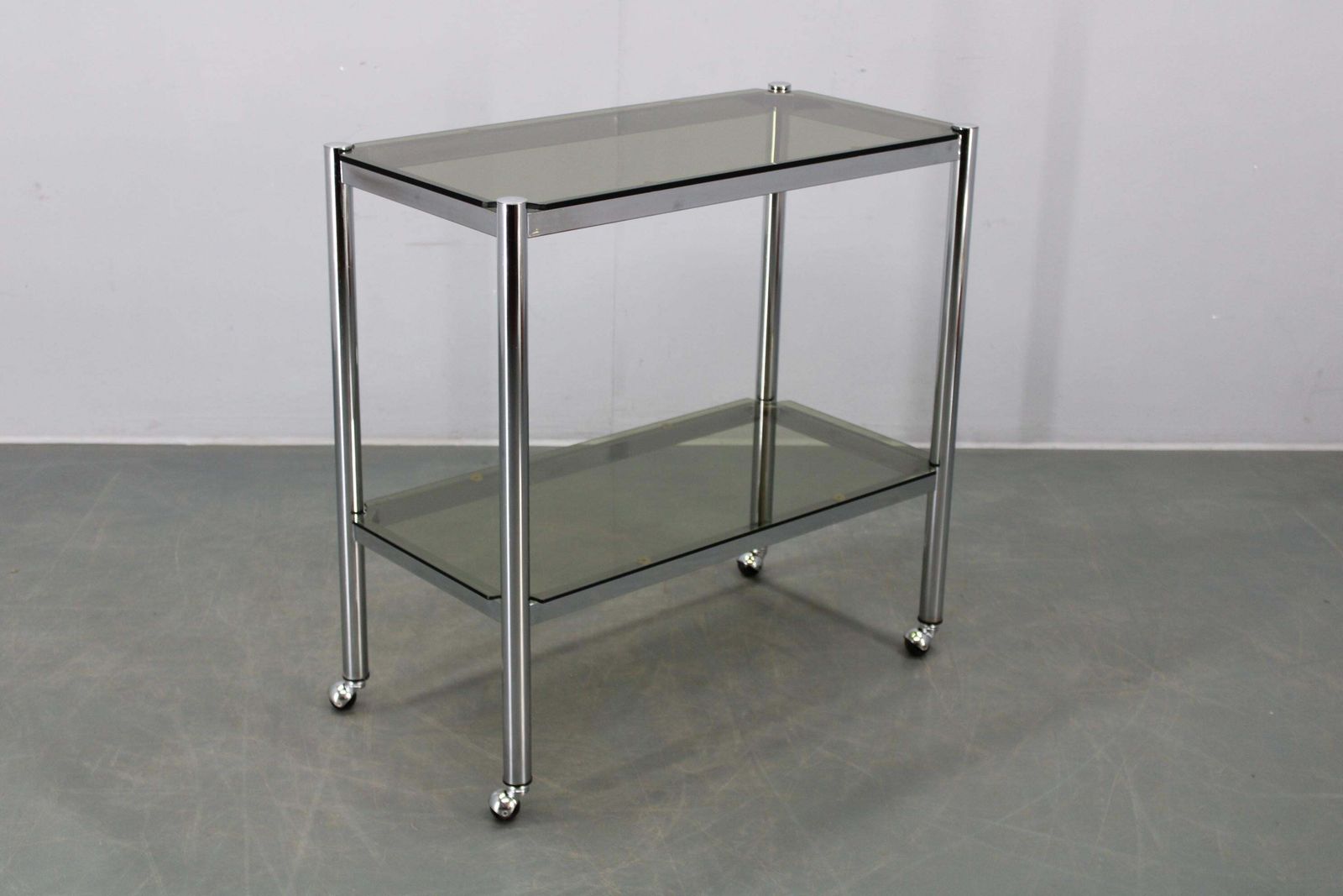 Mid Century Smoked Glass Serving Cart, Italy, 1970s photo furniture