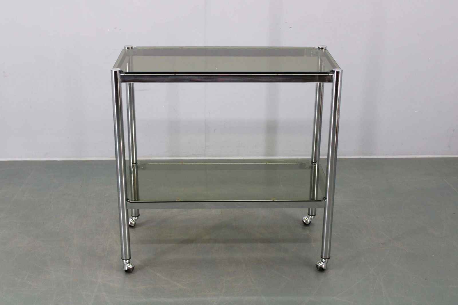 Mid Century Smoked Glass Serving Cart, Italy, 1970s photo for sale