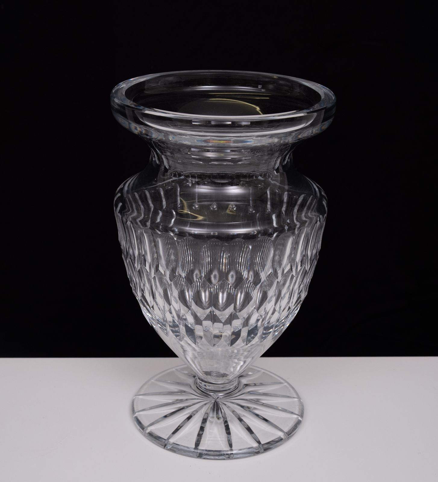 Large Cut Crystal Glass Vase 1960s Belgium photo buy