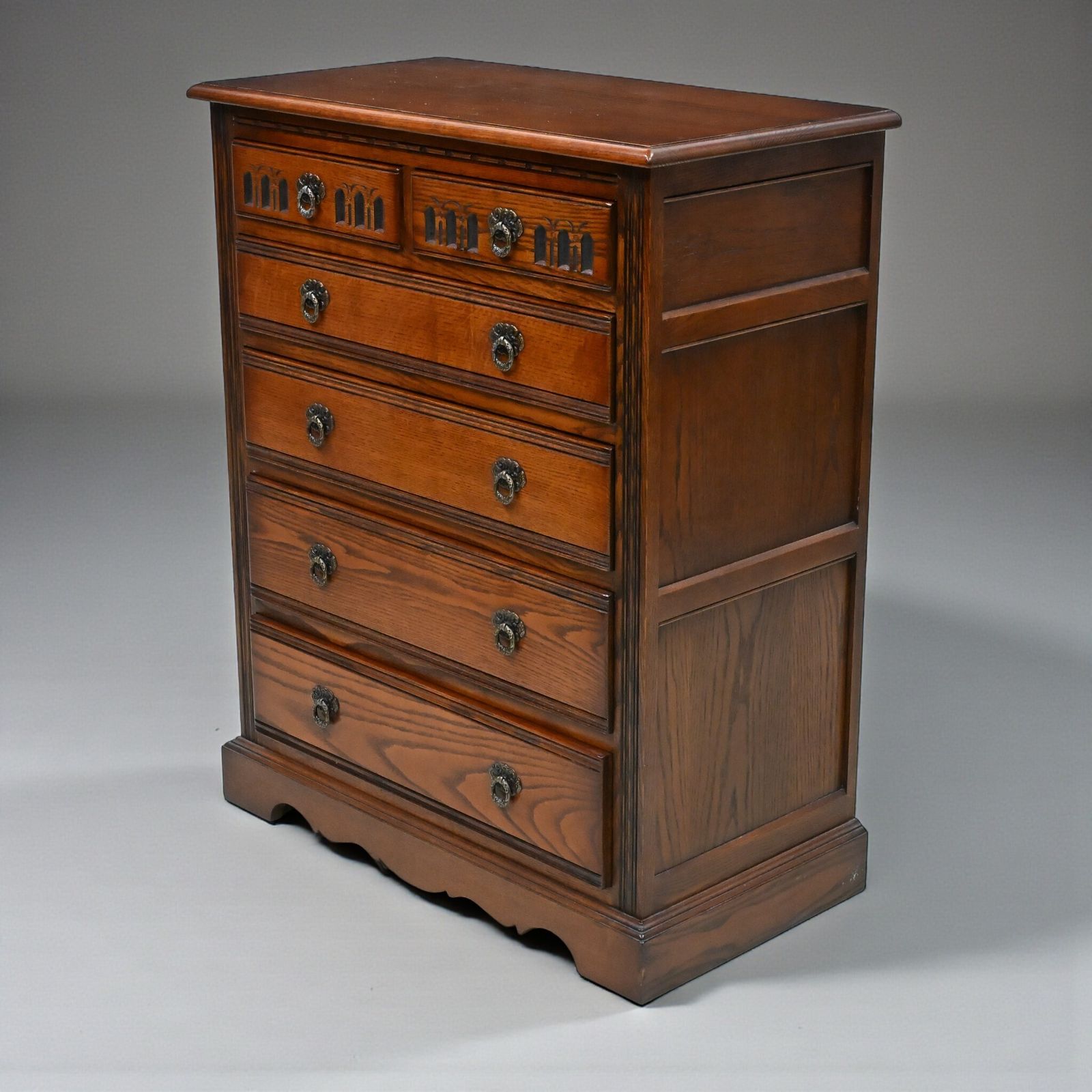 Old Charm Chest Of Drawers 4 Long 2 Short Tudor Brown Finish Free Uk Delivery*