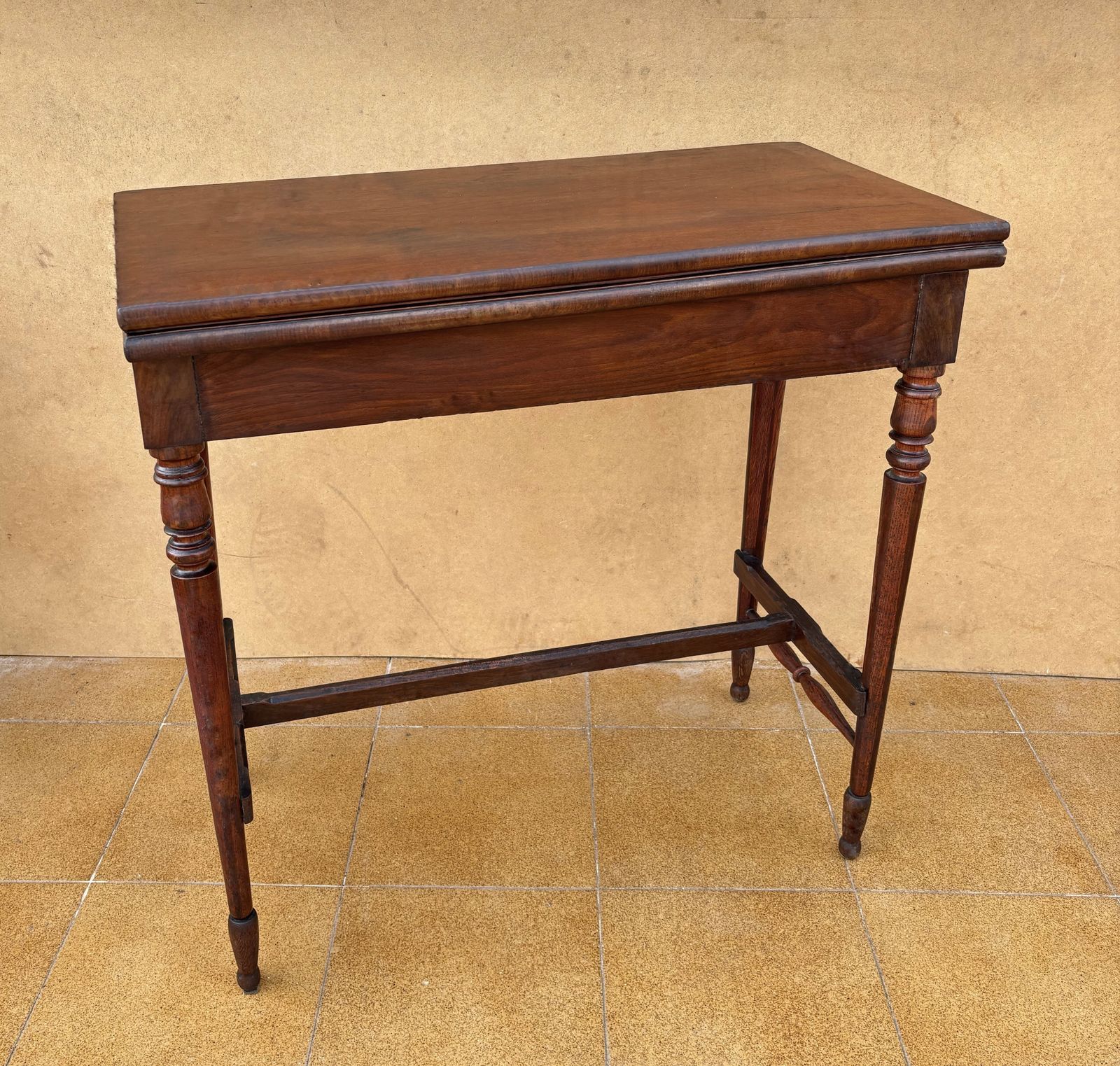 English Oak Games Table With Green Felt Top, 1930s photo vinterior