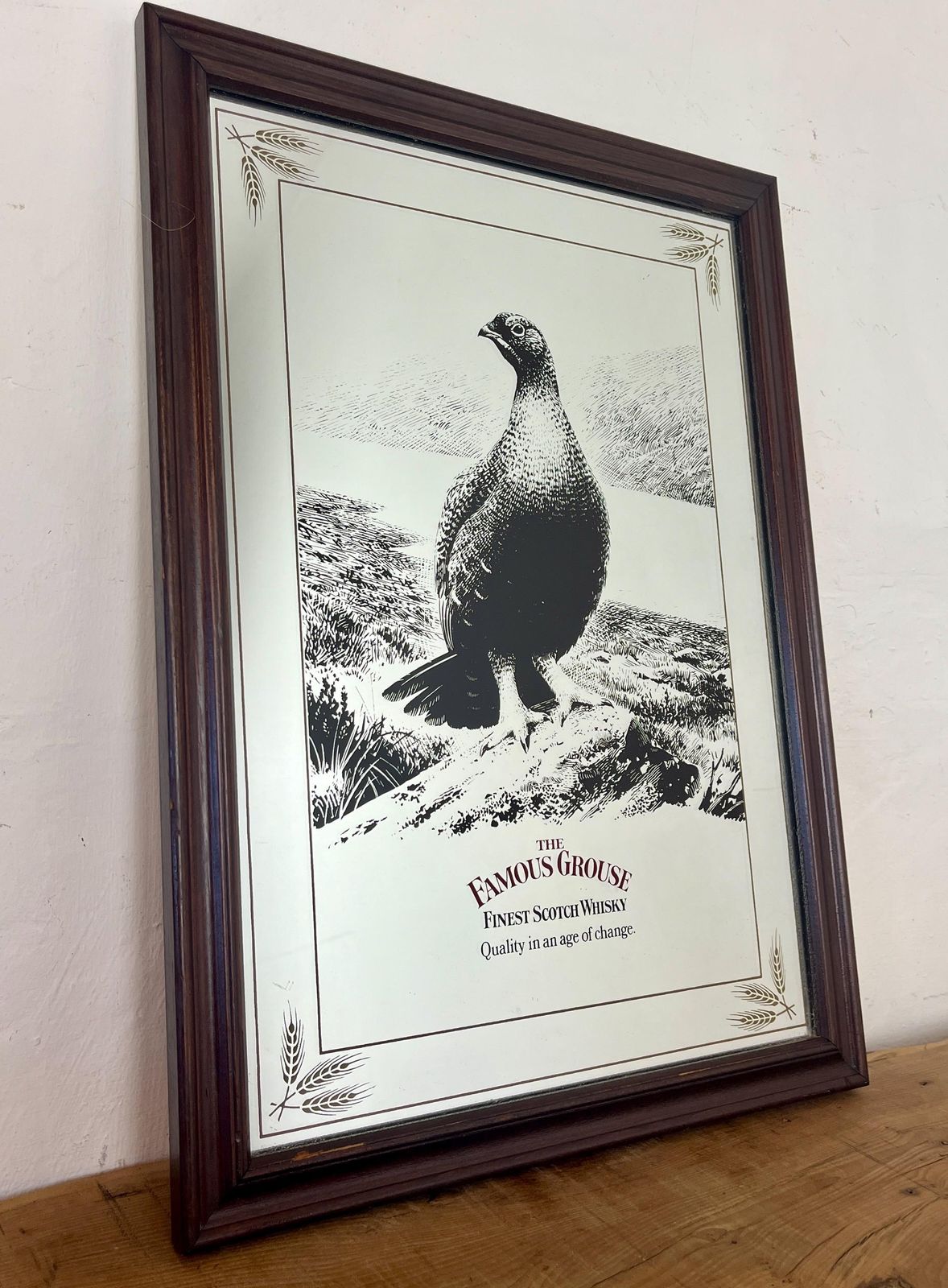 Vintage Advertising Mirror, Famous Grouse Finest Scotch Whisky, Pub Distillery Collectible photo Art