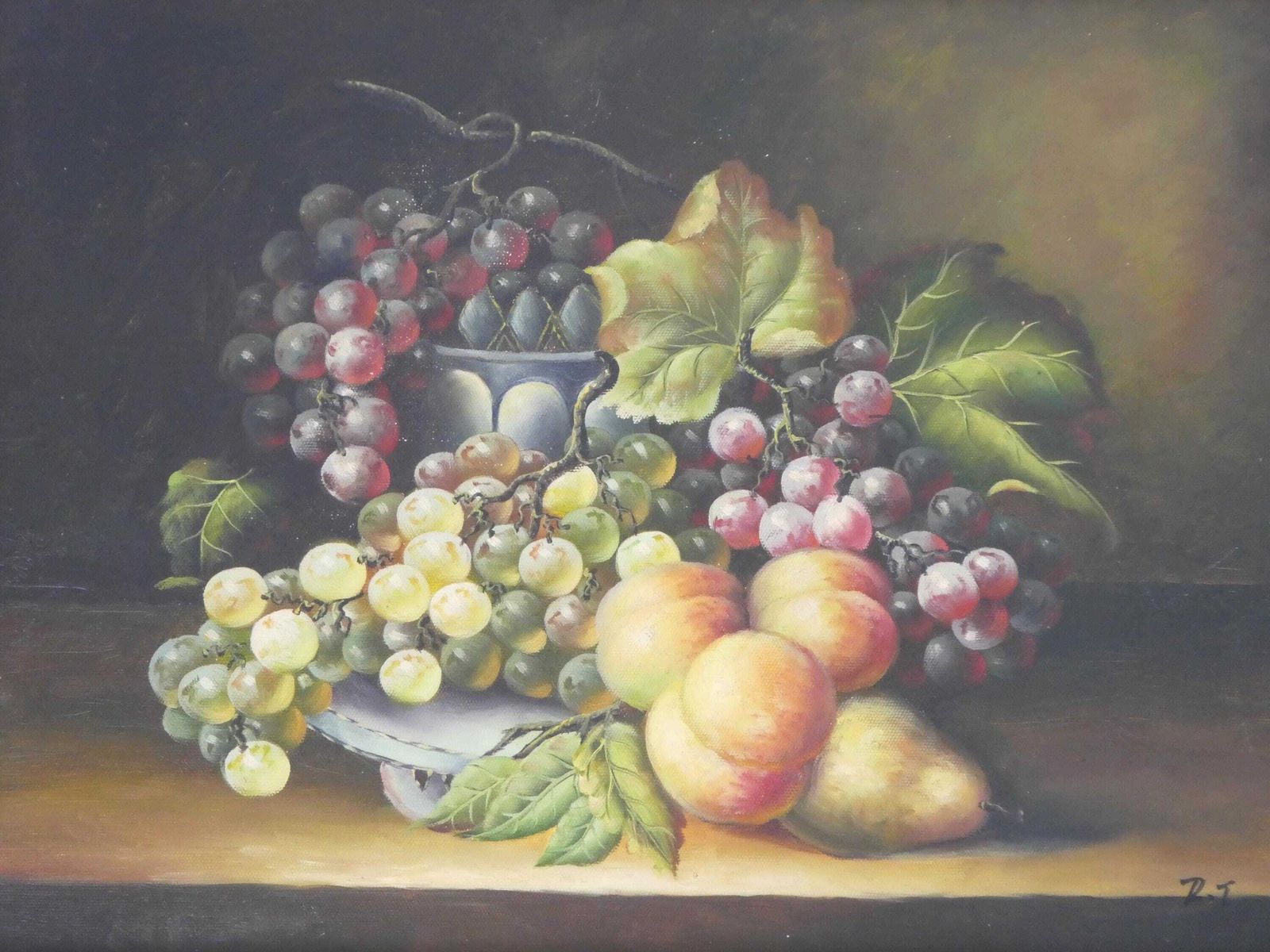 Biggs & Sons Vintage Still Life Painting, Gold Gilt Framed Fruit Painting, Signed Wall Art photo for sale