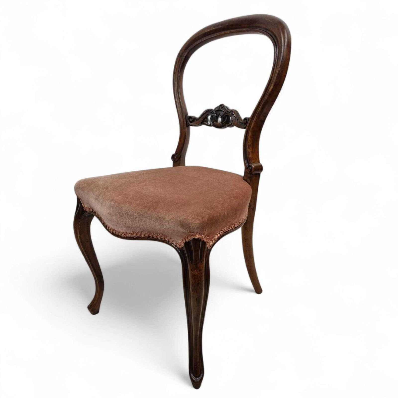 Antique Victorian Balloon Back Chairs / Set Of 2 / C. 1880–1900 / Carved Details photo for sale