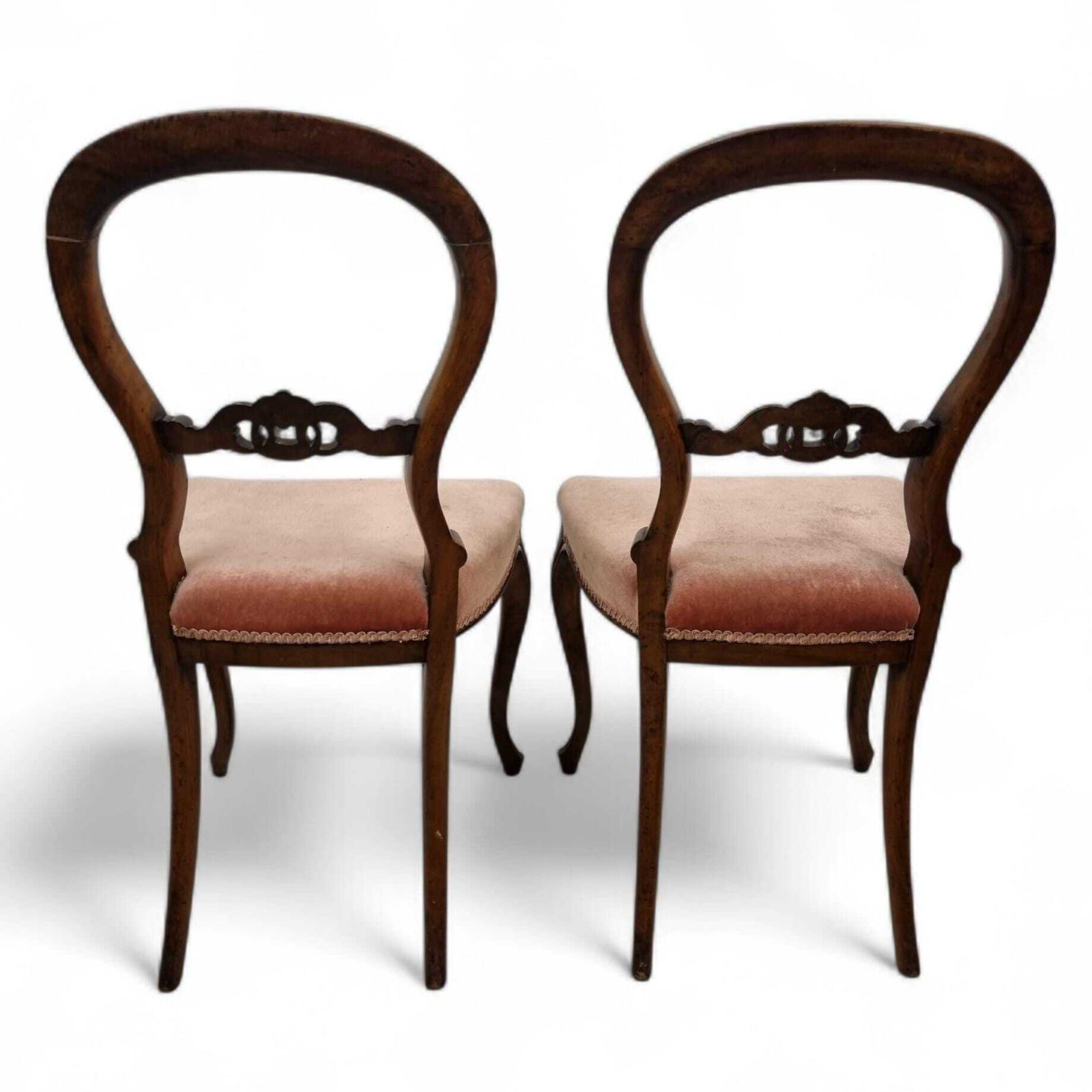 photo furniture Antique Victorian Balloon Back Chairs / Set Of 2 / C. 1880–1900 / Carved Details