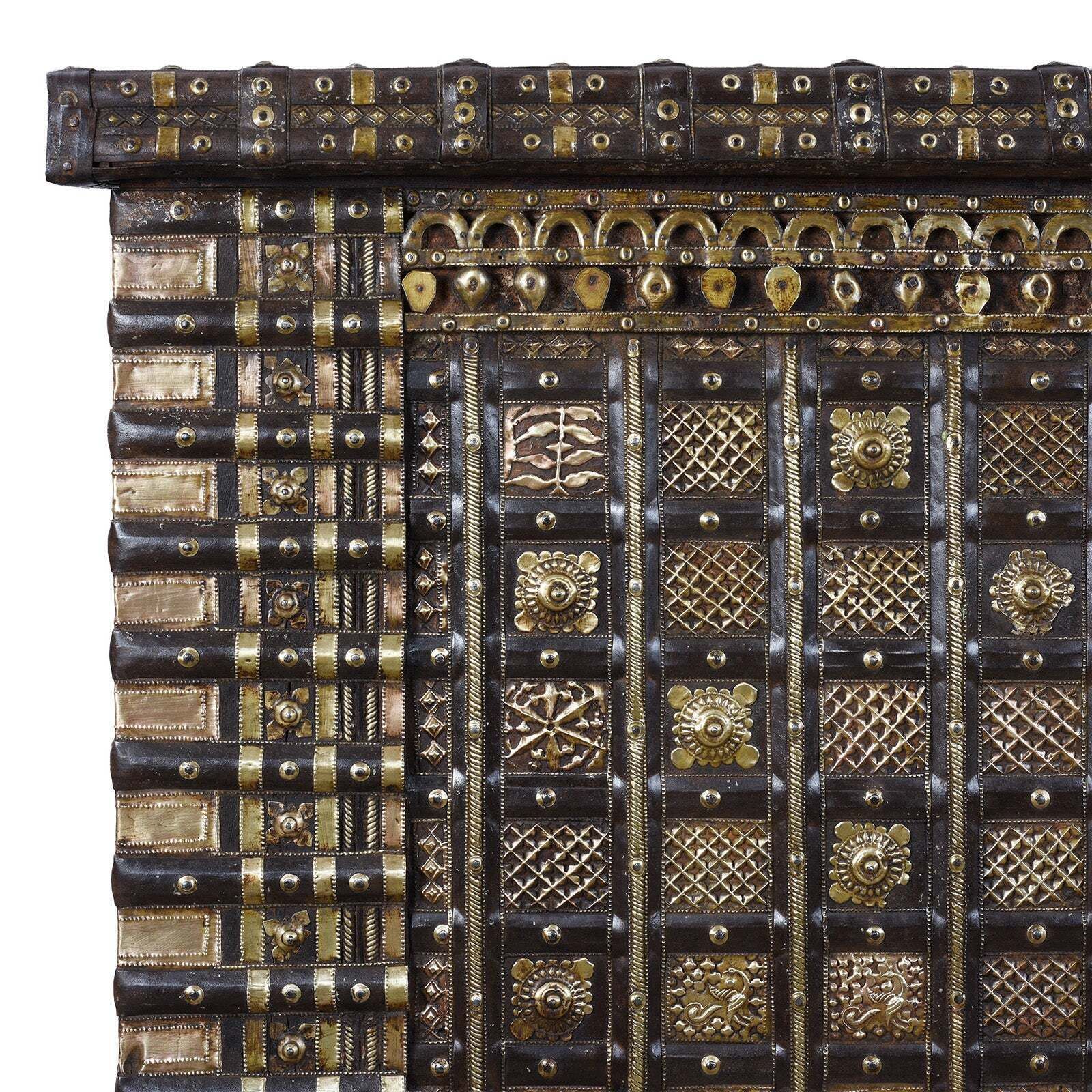 Antique Indian Brass Bound Pithara Console Chest From Saurashtra   18th Century photo furniture