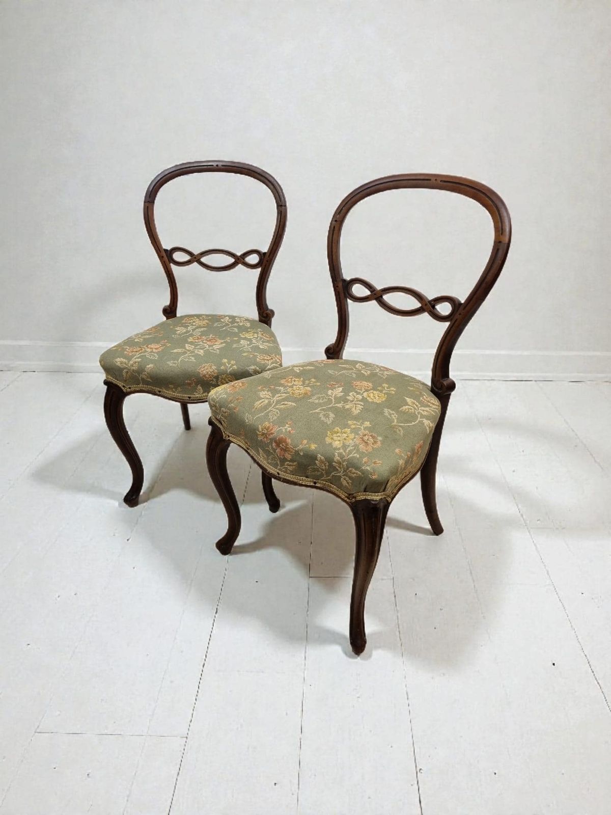 Antique Victorian Balloon Back Chairs / Late 19th Century / Set Of Two photo furniture