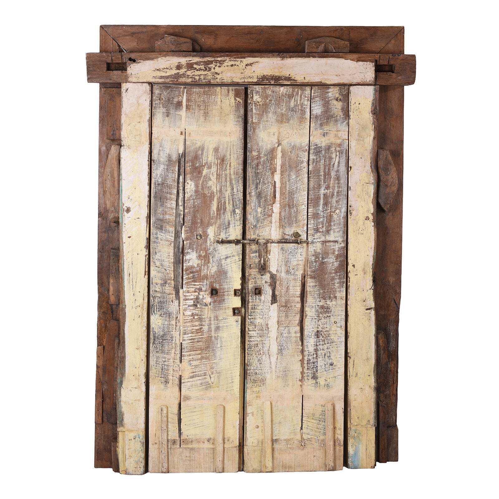 Painted Indian Door & Frame From Gujarat   19th Century photo furniture