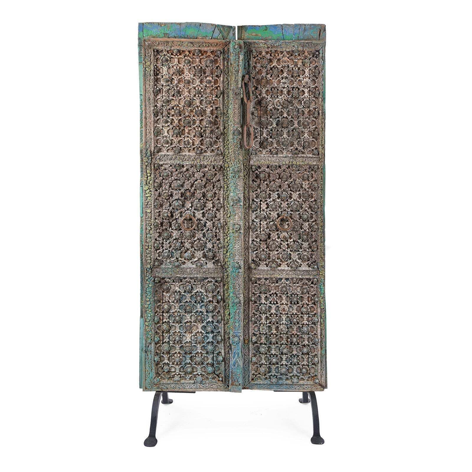 Painted Mughal Door From Uttar Pradesh   18th Century photo for sale