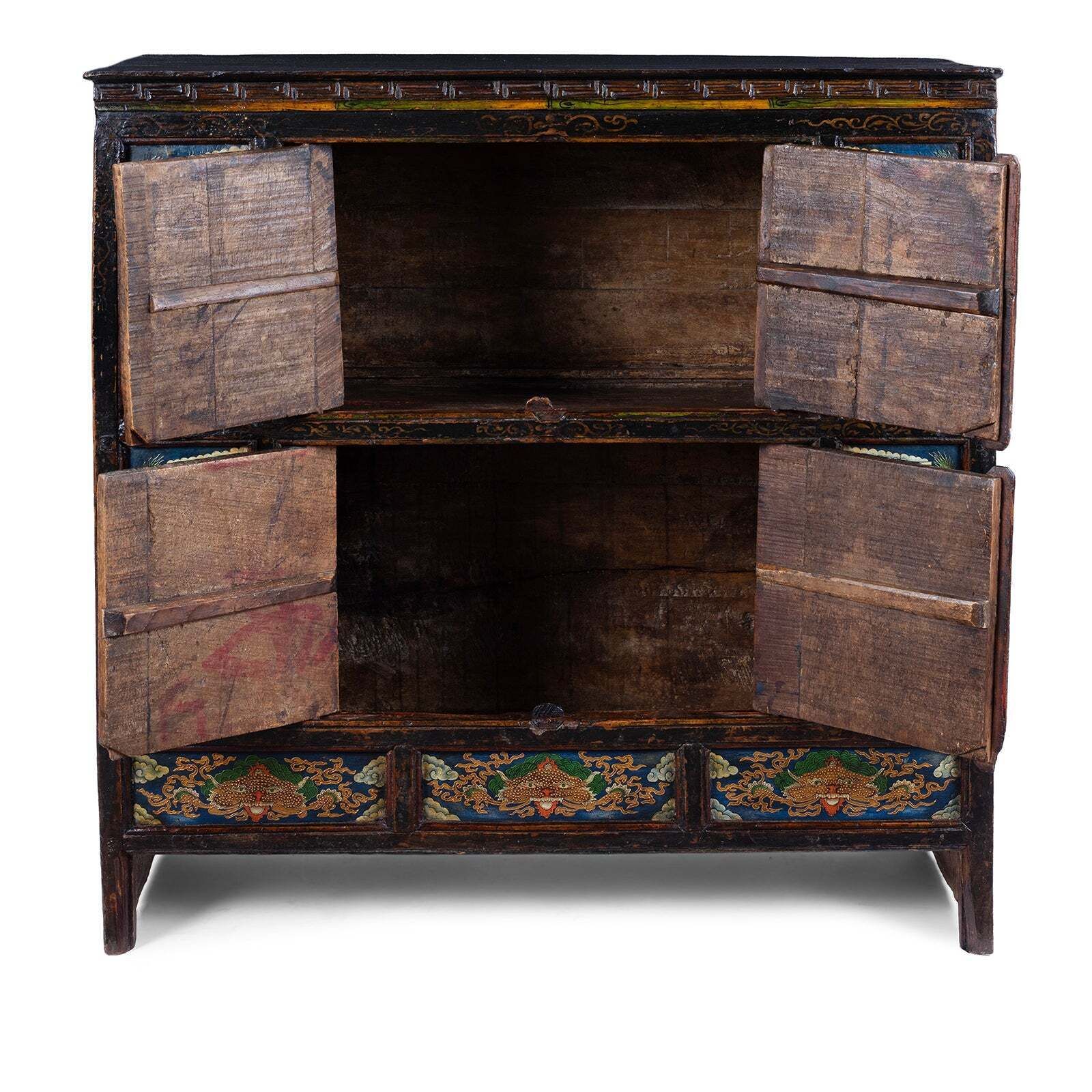 Tibetan Painted Altar Cabinet With Later Painting photo Furniture