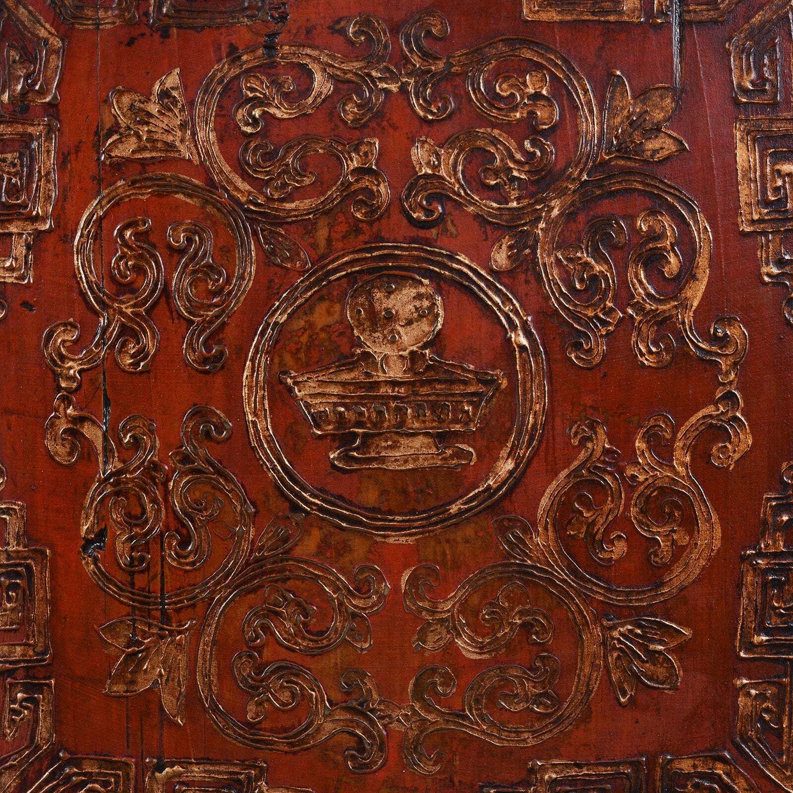 Red & Gold Painted Tibetan Altar Cabinet  19th Century photo buy