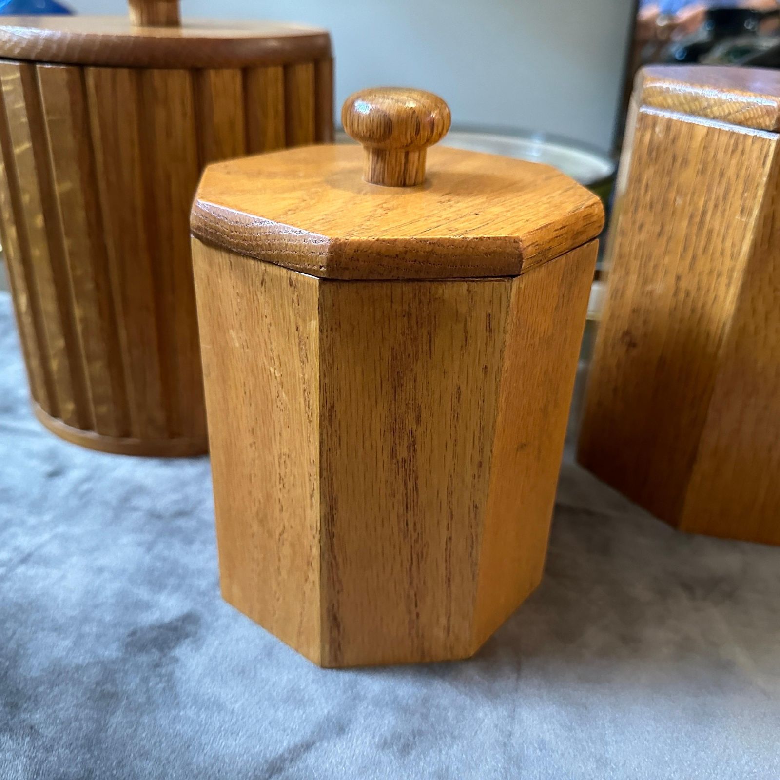 Set Of Three 1960s Scandinavian Style Wood And Plastic European Ice Buckets photo for sale