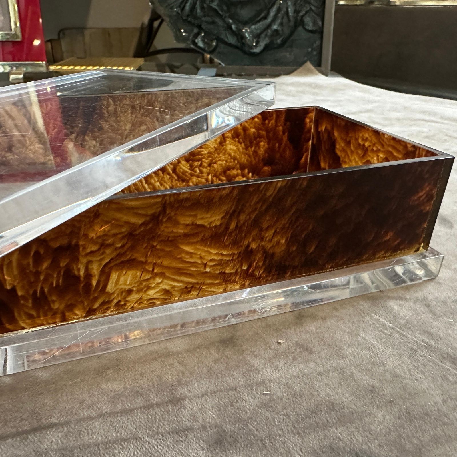 photo furniture 1970s Clear And Faux Tortoiseshell Lucite Vanity Box In The Manner Of Dior Home